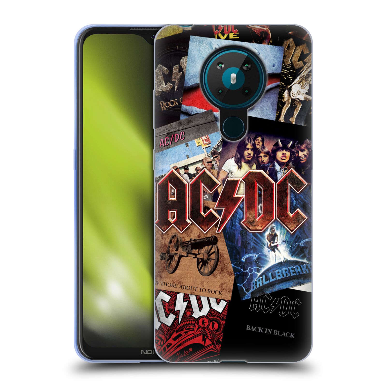 Silikonové pouzdro na mobil Nokia 5.3 - Head Case - AC/DC Koláž desek - výprodej (Silikonový kryt, obal, pouzdro na mobilní telefon Nokia 5.3 s motivem AC/DC Koláž desek)