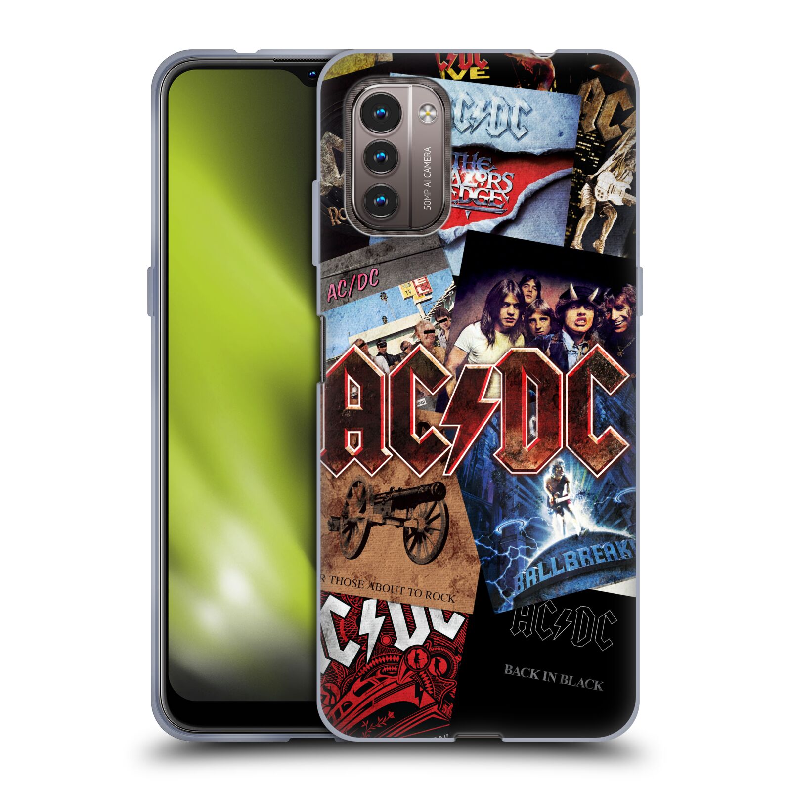 Silikonové pouzdro na mobil Nokia G11 / G21 - Head Case - AC/DC Koláž desek