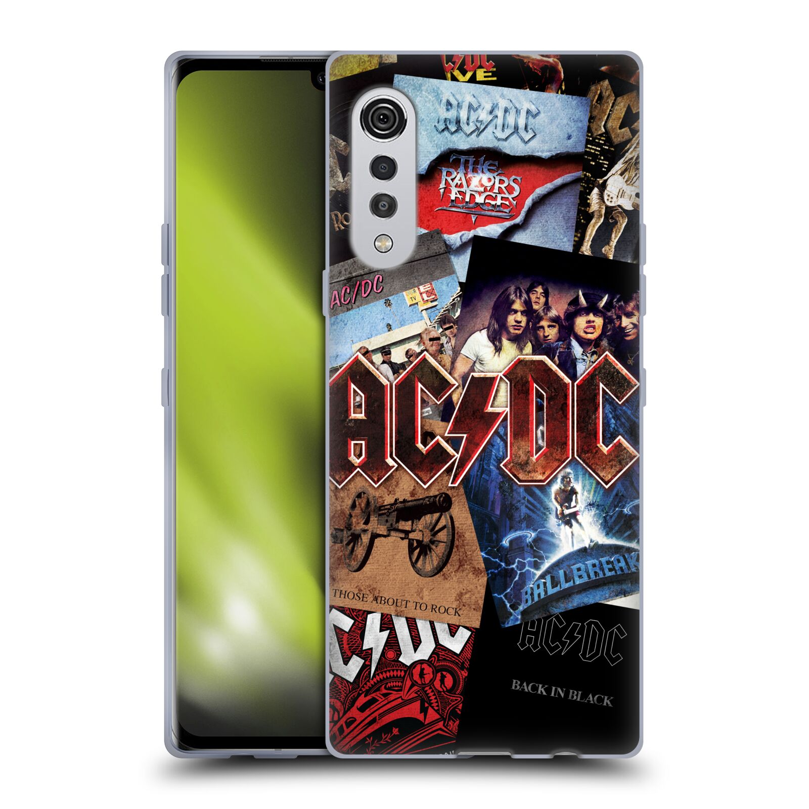 Silikonové pouzdro na mobil LG Velvet - Head Case - AC/DC Koláž desek