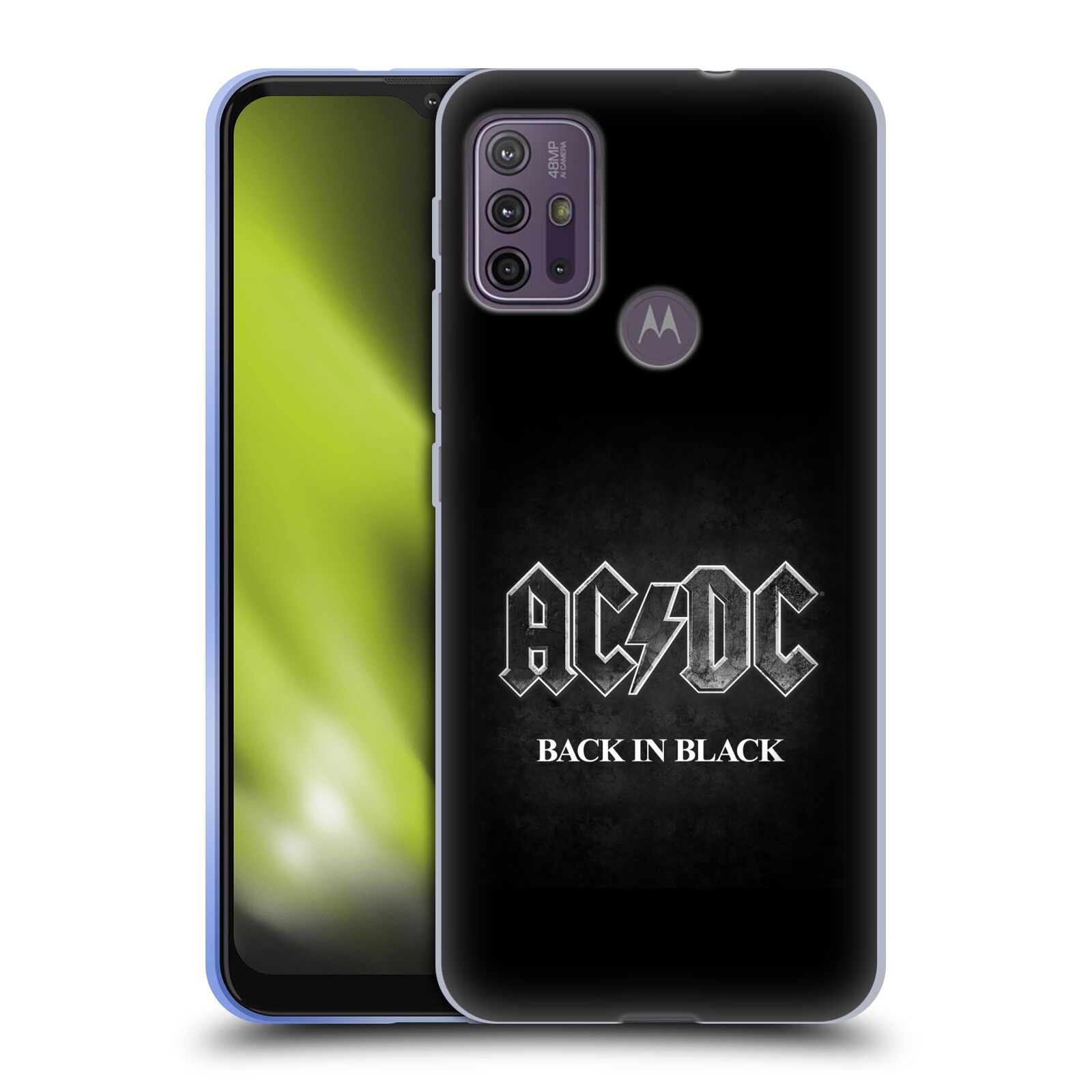 Silikonové pouzdro na mobil Motorola Moto G10 / G30 - Head Case - AC/DC BACK IN BLACK (Silikonový kryt, obal, pouzdro na mobilní telefon Motorola Moto G10 / Motorola Moto G30 s motivem AC/DC BACK IN BLACK)