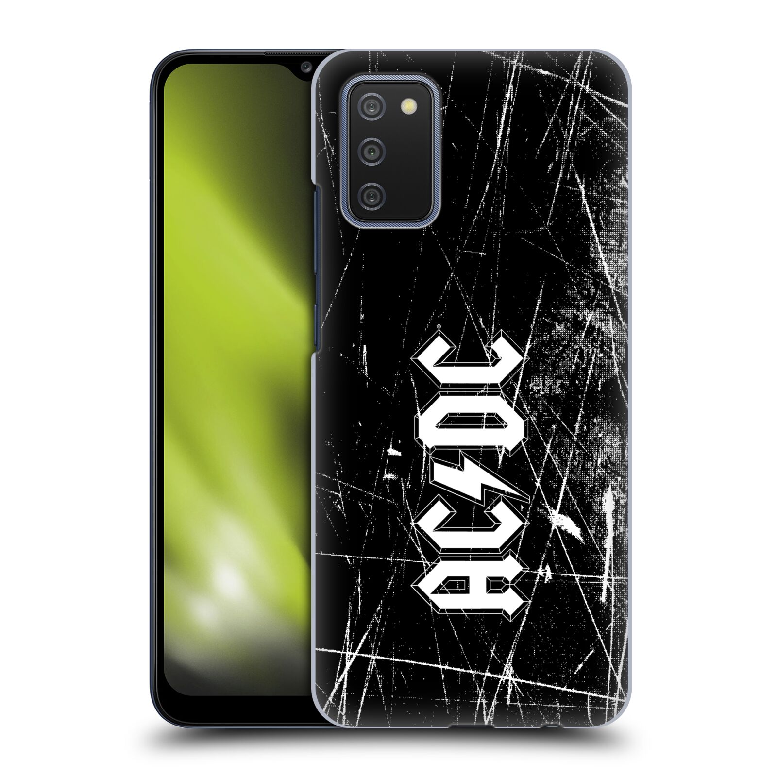 Plastové pouzdro na mobil Samsung Galaxy A02s - Head Case - AC/DC Černobílé logo