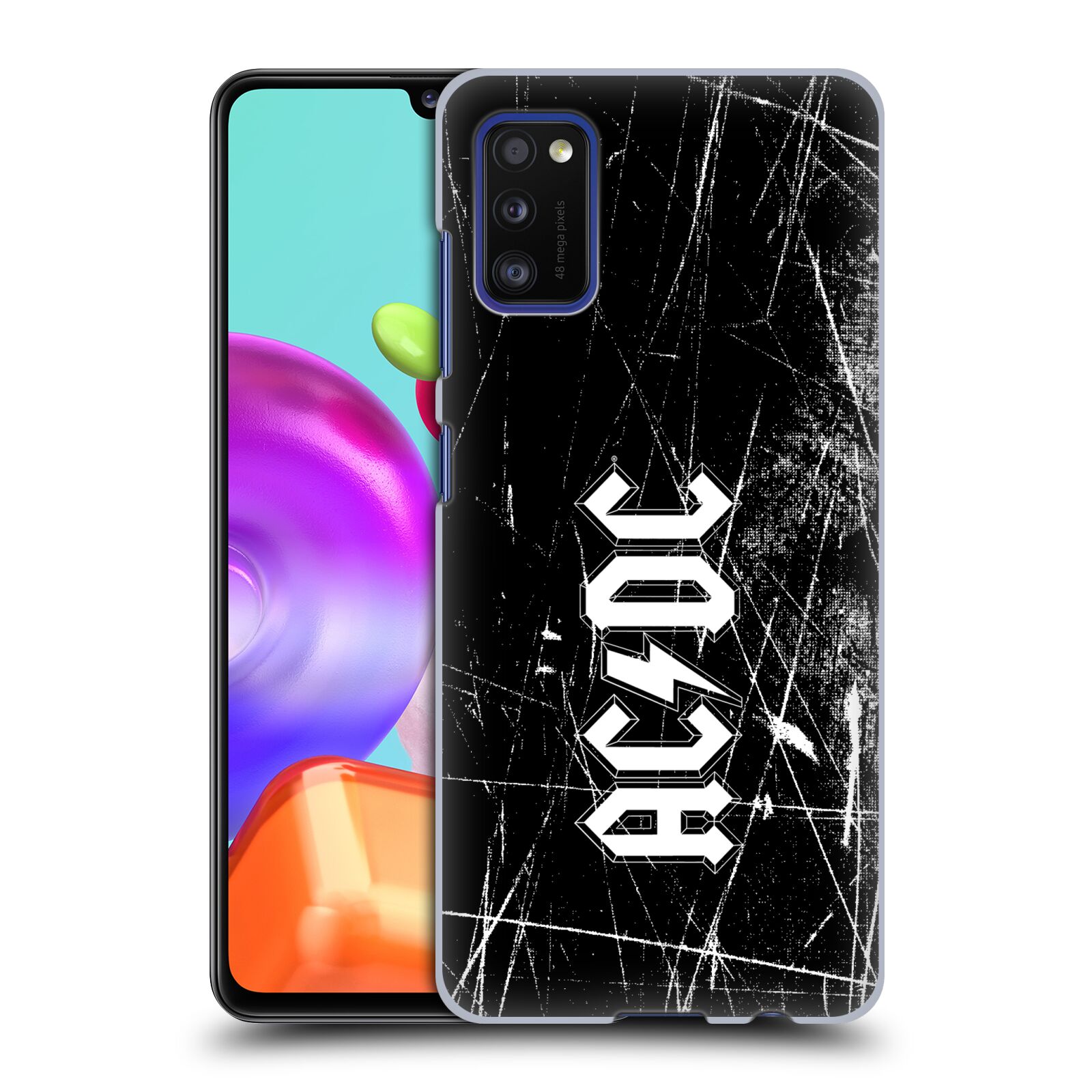 Plastové pouzdro na mobil Samsung Galaxy A41 - Head Case - AC/DC Černobílé logo