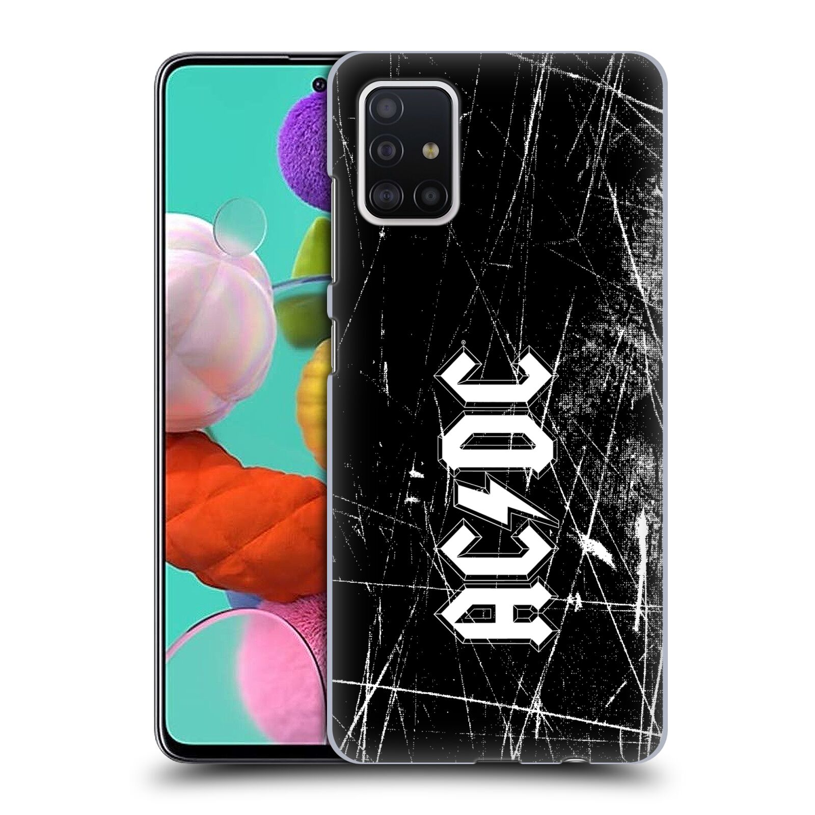 Plastové pouzdro na mobil Samsung Galaxy A51 - Head Case - AC/DC Černobílé logo