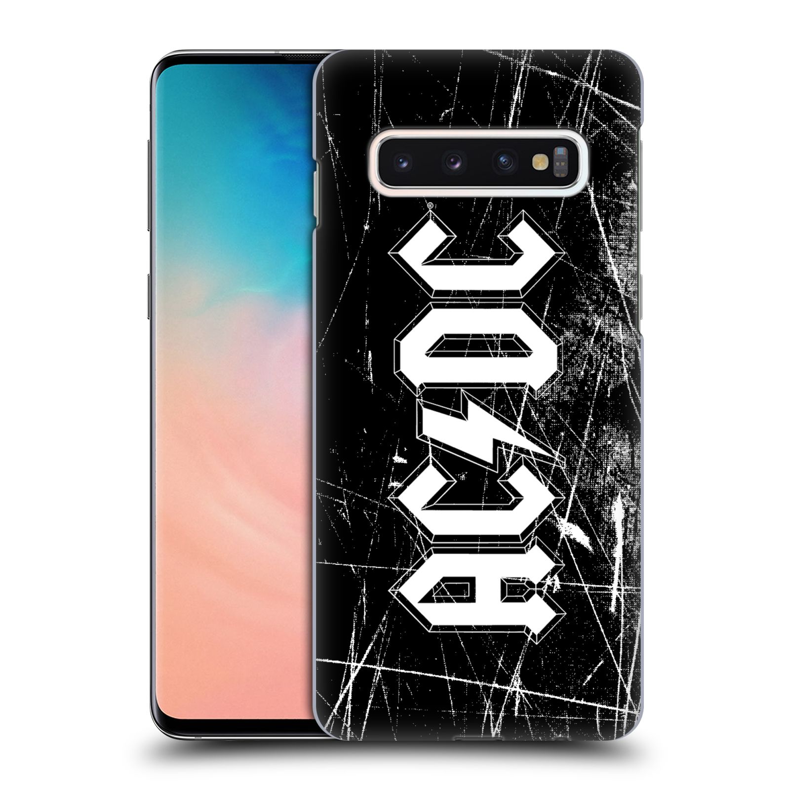 Plastové pouzdro na mobil Samsung Galaxy S10 - Head Case - AC/DC Černobílé logo
