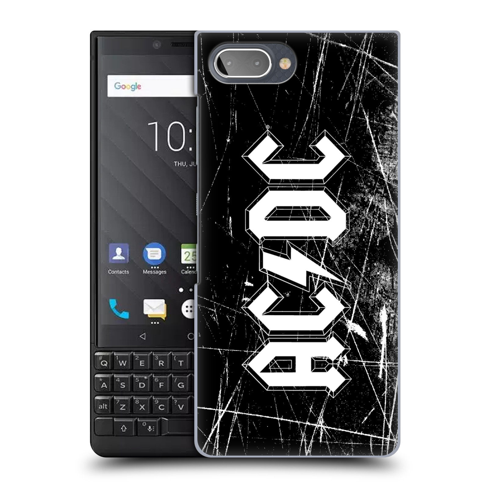 Plastové pouzdro na mobil Blackberry Key 2 - Head Case - AC/DC Černobílé logo