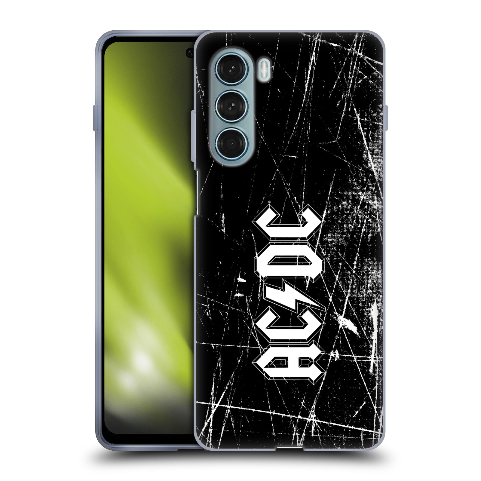 Silikonové pouzdro na mobil Motorola Moto G200 5G - Head Case - AC/DC Černobílé logo