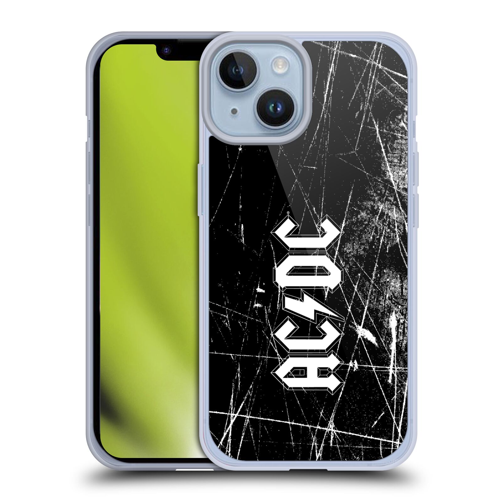 Silikonové pouzdro na mobil Apple iPhone 14 - Head Case - AC/DC Černobílé logo