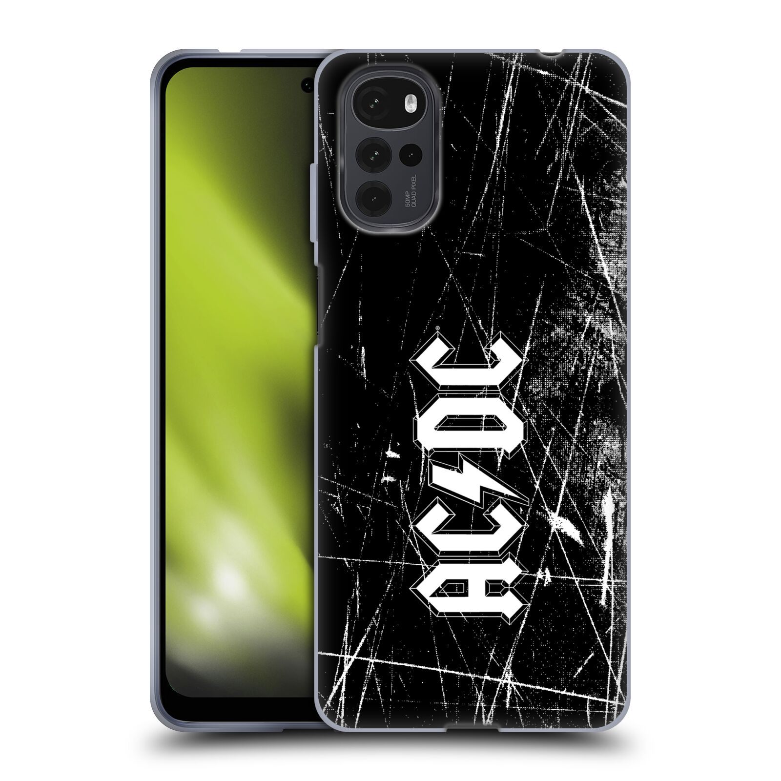 Silikonové pouzdro na mobil Motorola Moto G22 - Head Case - AC/DC Černobílé logo