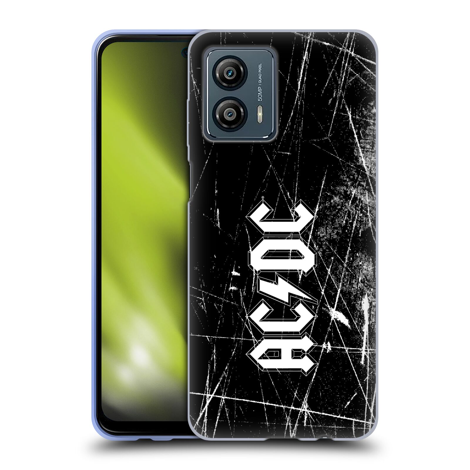 Silikonové pouzdro na mobil Motorola Moto G53 5G - Head Case - AC/DC Černobílé logo