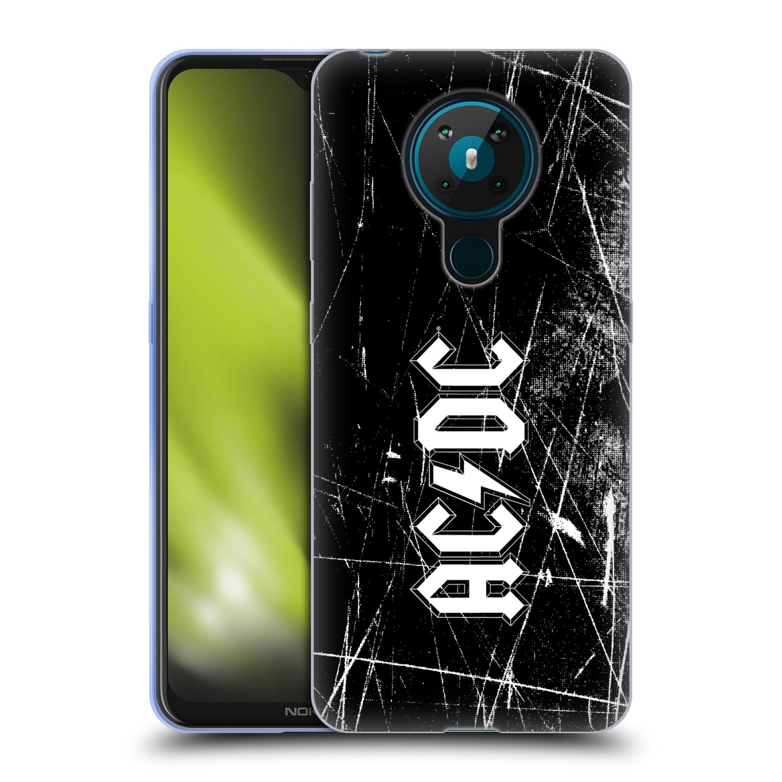 Silikonové pouzdro na mobil Nokia 5.3 - Head Case - AC/DC Černobílé logo (Silikonový kryt, obal, pouzdro na mobilní telefon Nokia 5.3 s motivem AC/DC Černobílé logo)