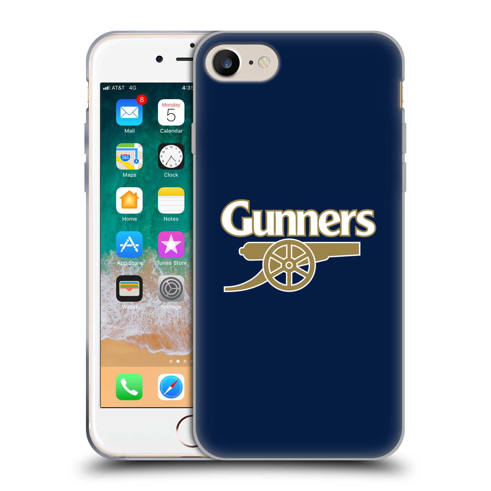 Silikonové pouzdro na mobil Apple iPhone 8 - Head Case - Arsenal FC - Gunners (Silikonový kryt či obal na mobilní telefon s motivem klubu Arsenal FC - Gunners pro Apple iPhone 8)