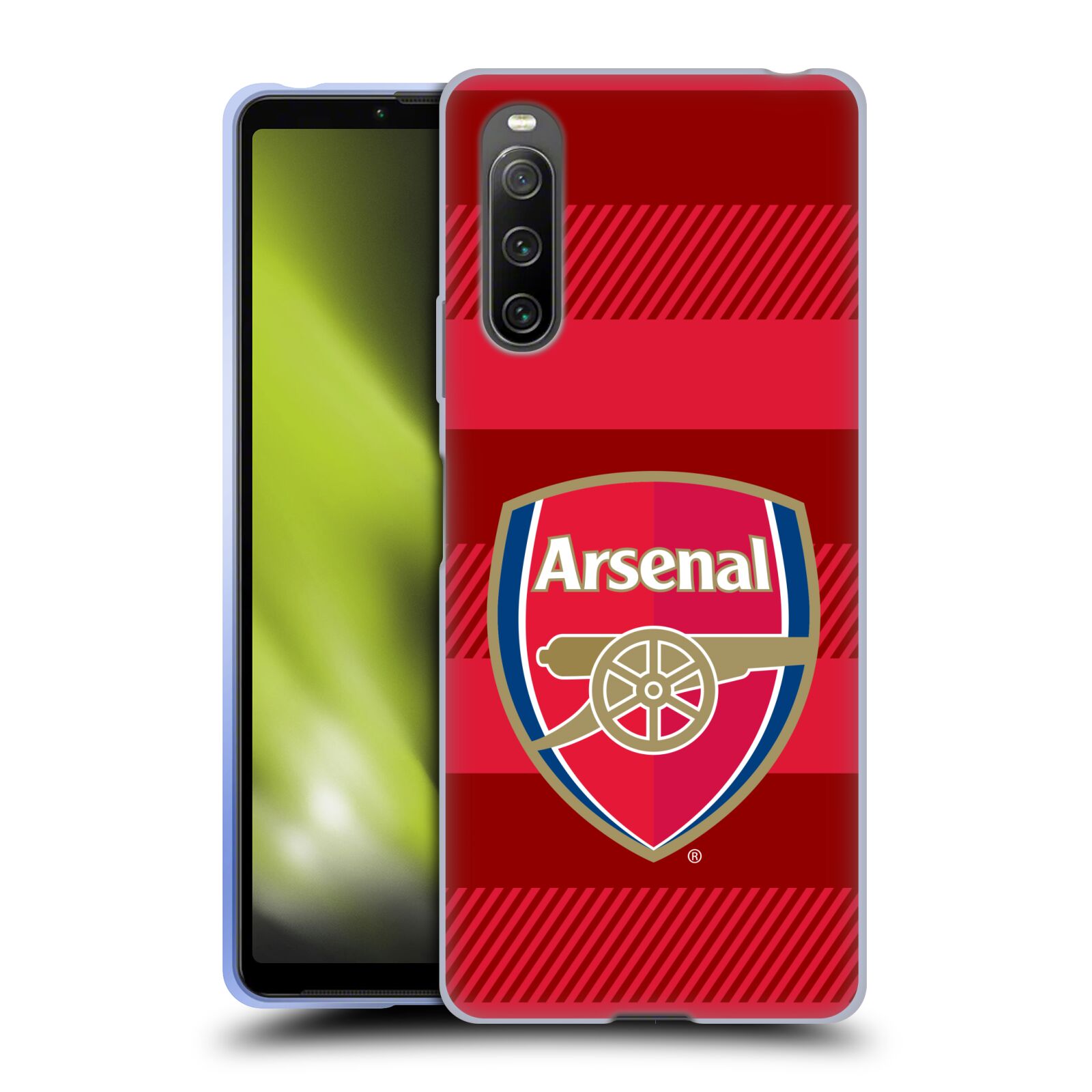 Silikonové pouzdro na mobil Sony Xperia 10 IV - Head Case - Arsenal FC - Logo s pruhy (Silikonový kryt, obal, pouzdro na mobilní telefon s motivem klubu Arsenal FC - Logo s pruhy pro Sony Xperia 10 IV)