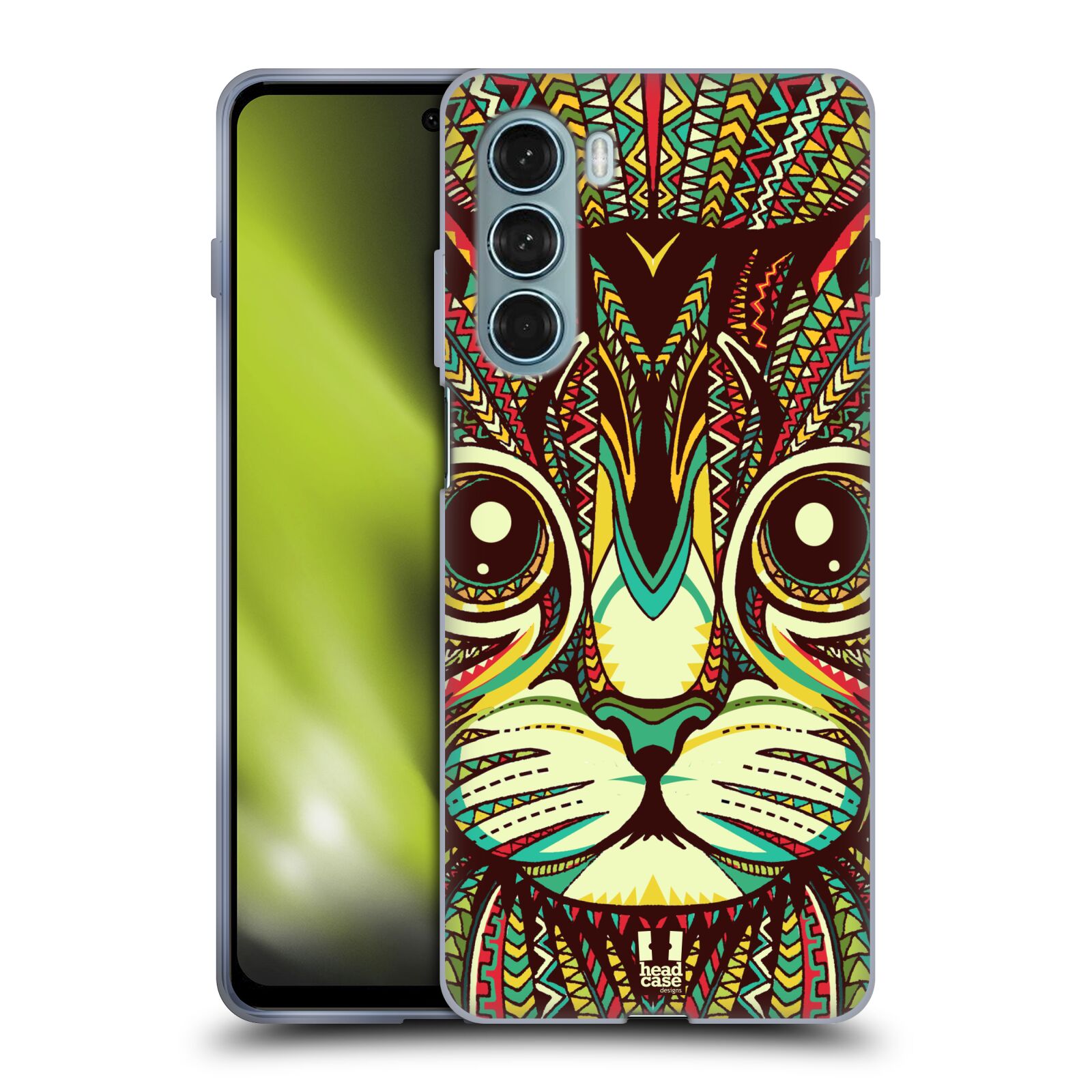 Silikonové pouzdro na mobil Motorola Moto G200 5G - Head Case - AZTEC KOČKA