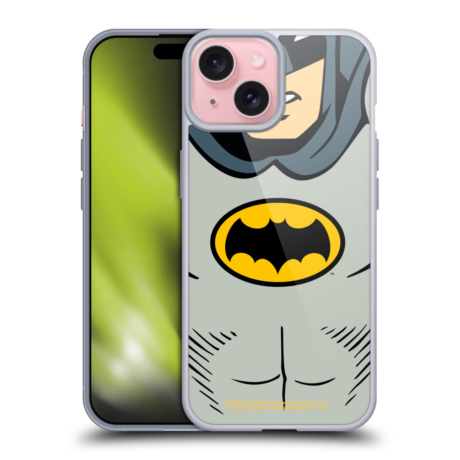Silikonové lesklé pouzdro na mobil Apple iPhone 15 - Batman (Silikonový lesklý kryt, obal, pouzdro na mobilní telefon Apple iPhone 15 s licencovaným motivem Batman)