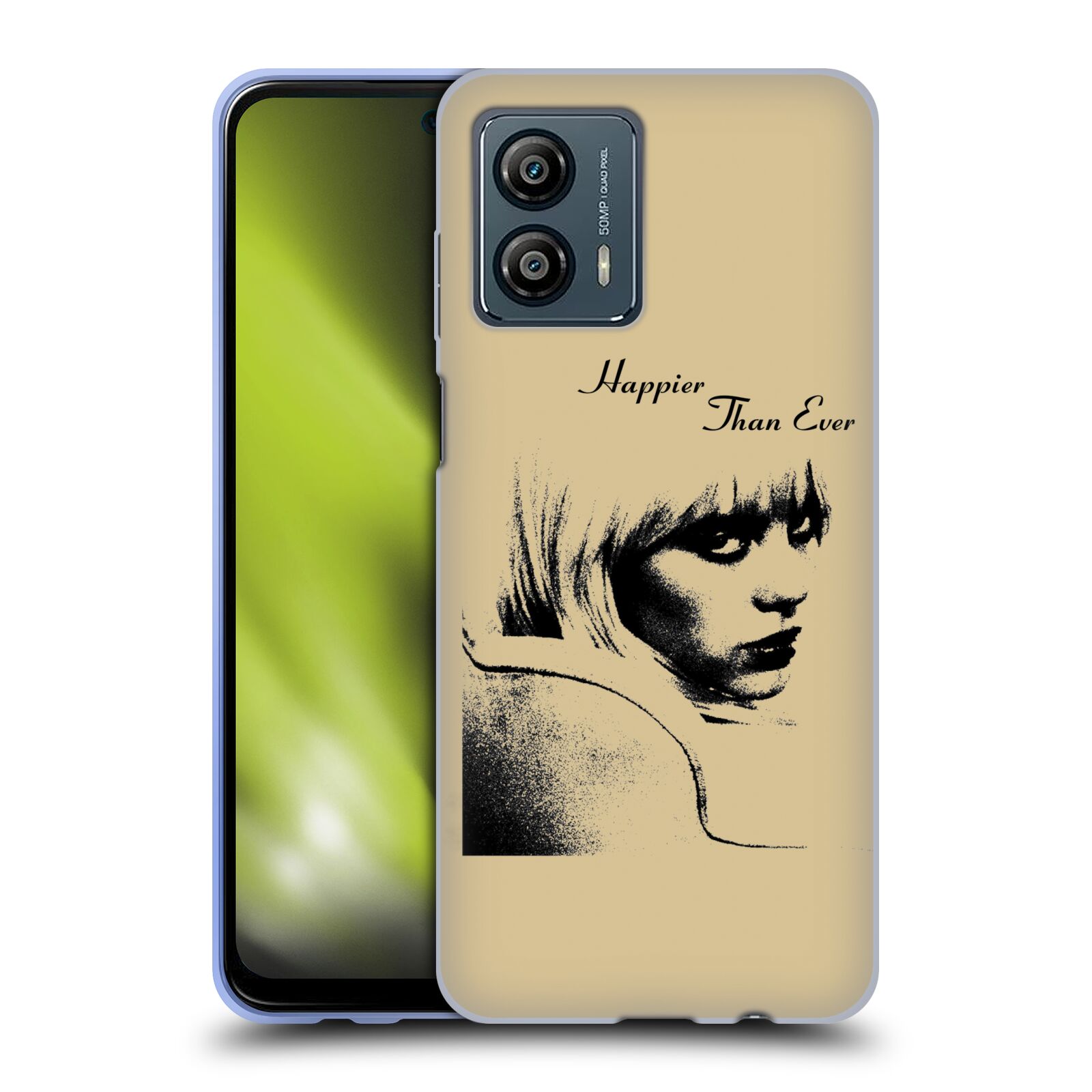 Silikonové pouzdro na mobil Motorola Moto G53 5G - Billie Eilish - Happier Than Ever (Silikonový kryt, obal, pouzdro na mobilní telefon Motorola Moto G53 5G s licencovaným motivem Billie Eilish - Happier Than Ever)