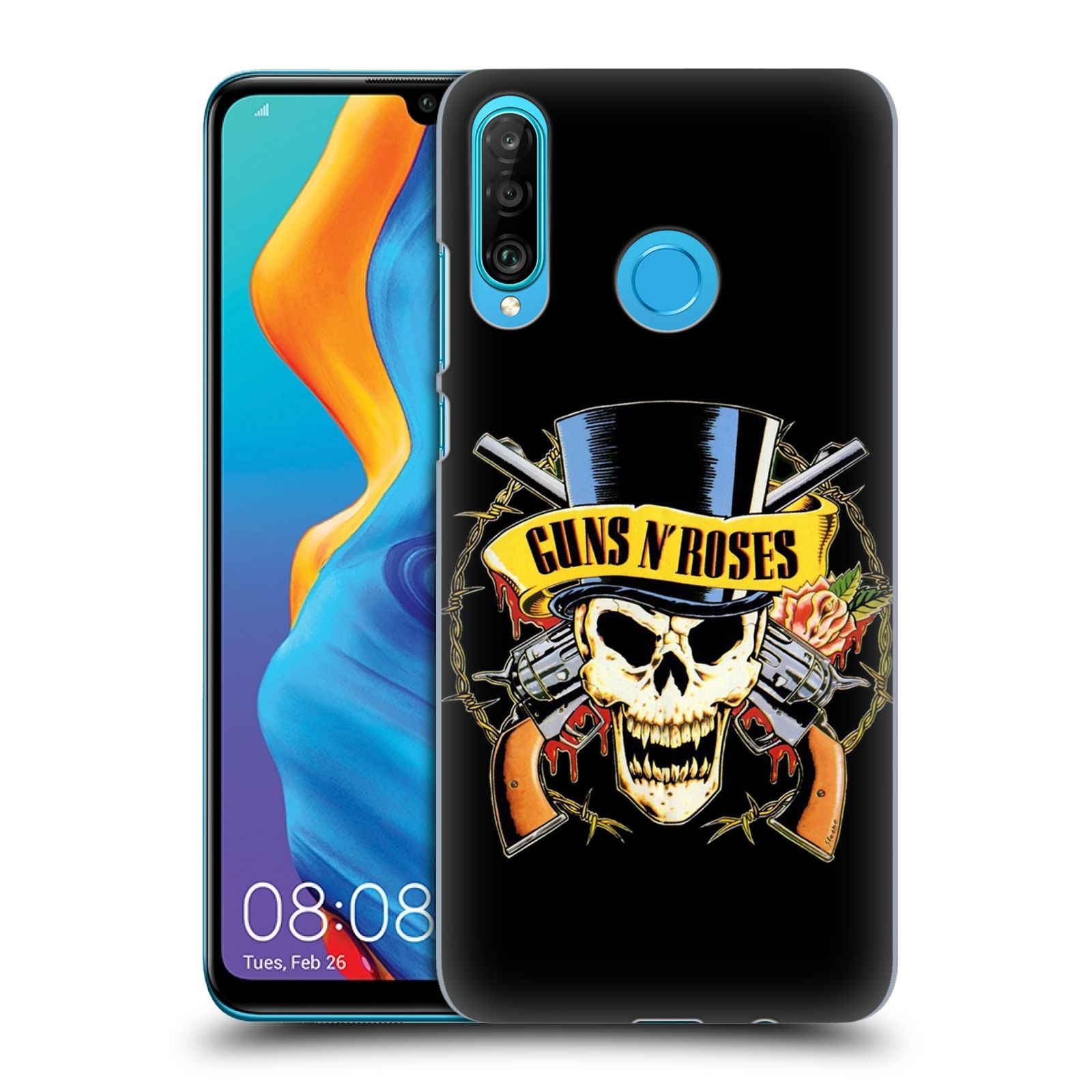 Plastové pouzdro na mobil Huawei P30 Lite - Head Case - Guns N' Roses - Lebka (Plastový kryt, pouzdro, obal na mobilní telefon Huawei P30 Lite Dual Sim (MAR-L01A, MAR-L21A, MAR-LX1A) s motivem Guns N' Roses - Lebka)