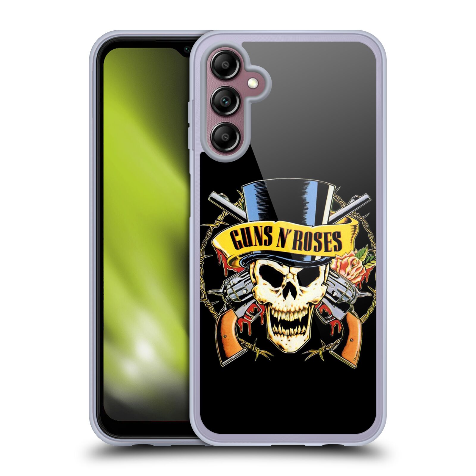 Silikonové pouzdro na mobil Samsung Galaxy A14 5G / LTE - Head Case - Guns N' Roses - Lebka (Silikonový kryt, obal, pouzdro na mobilní telefon Samsung Galaxy A14 5G / LTE s motivem Guns N' Roses - Lebka)
