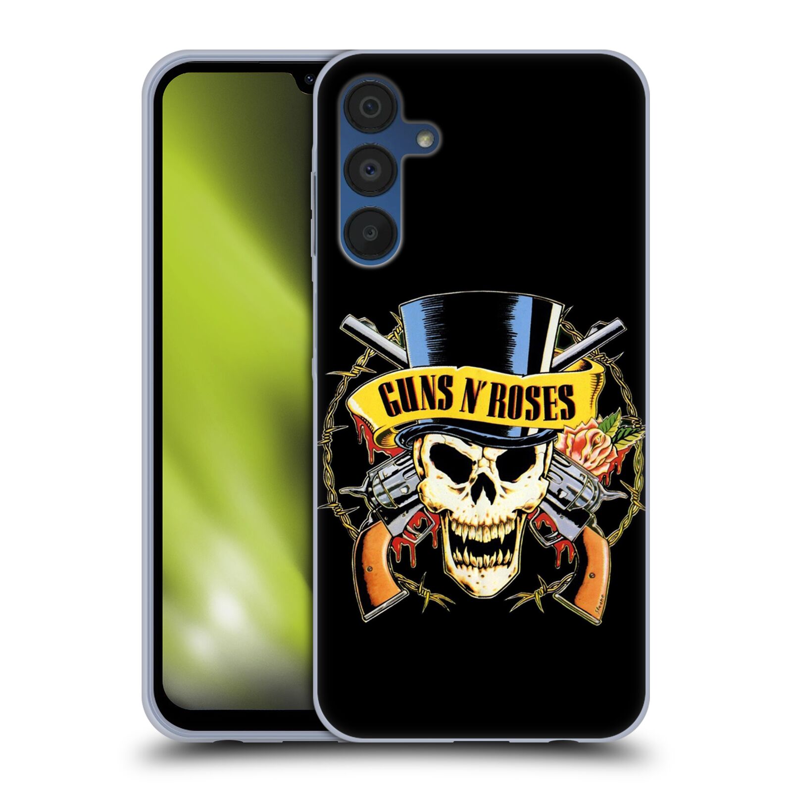 Silikonové pouzdro na mobil Samsung Galaxy A15 / A15 5G - Head Case - Guns N' Roses - Lebka (Silikonový kryt, obal, pouzdro na mobilní telefon Samsung Galaxy A15 / A15 5G s motivem Guns N' Roses - Lebka)