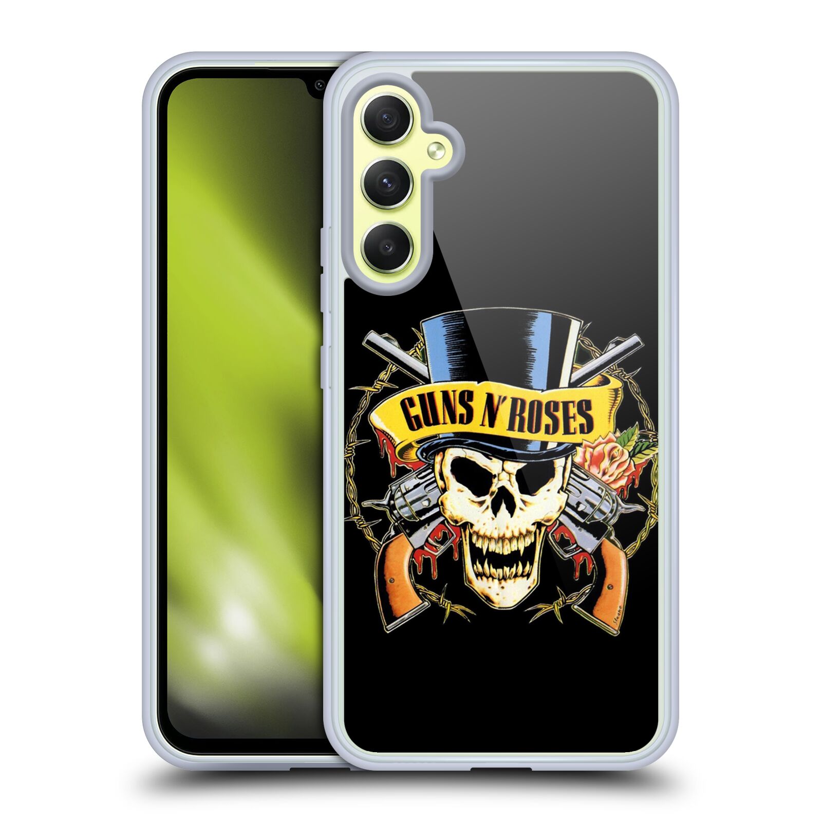 Silikonové pouzdro na mobil Samsung Galaxy A34 5G - Head Case - Guns N' Roses - Lebka (Silikonový kryt, obal, pouzdro na mobilní telefon Samsung Galaxy A34 5G s motivem Guns N' Roses - Lebka)