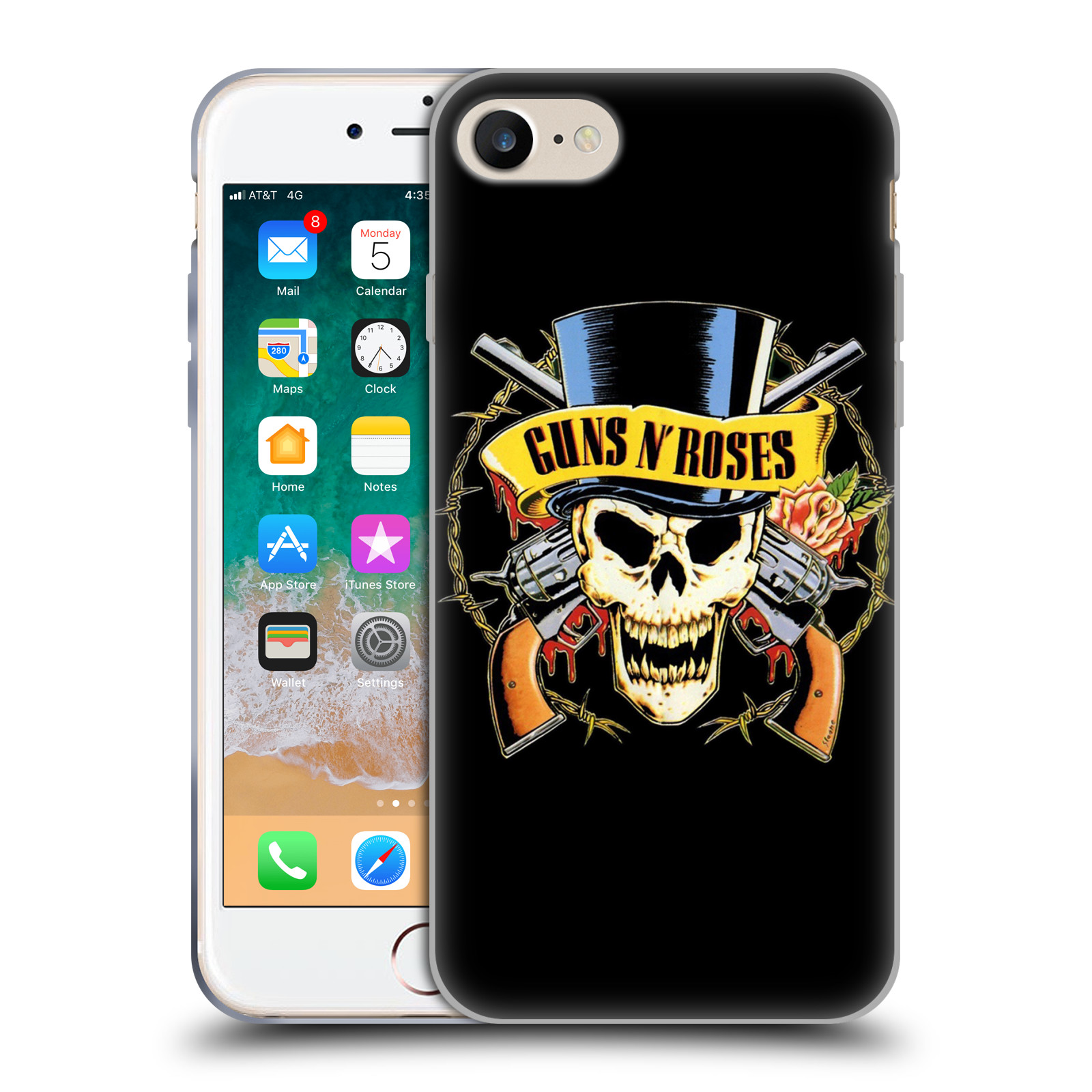 Silikonové pouzdro na mobil Apple iPhone 7 HEAD CASE Guns N' Roses - Lebka (Silikonový kryt či obal na mobilní telefon licencovaným motivem Guns N' Roses pro Apple iPhone 7)
