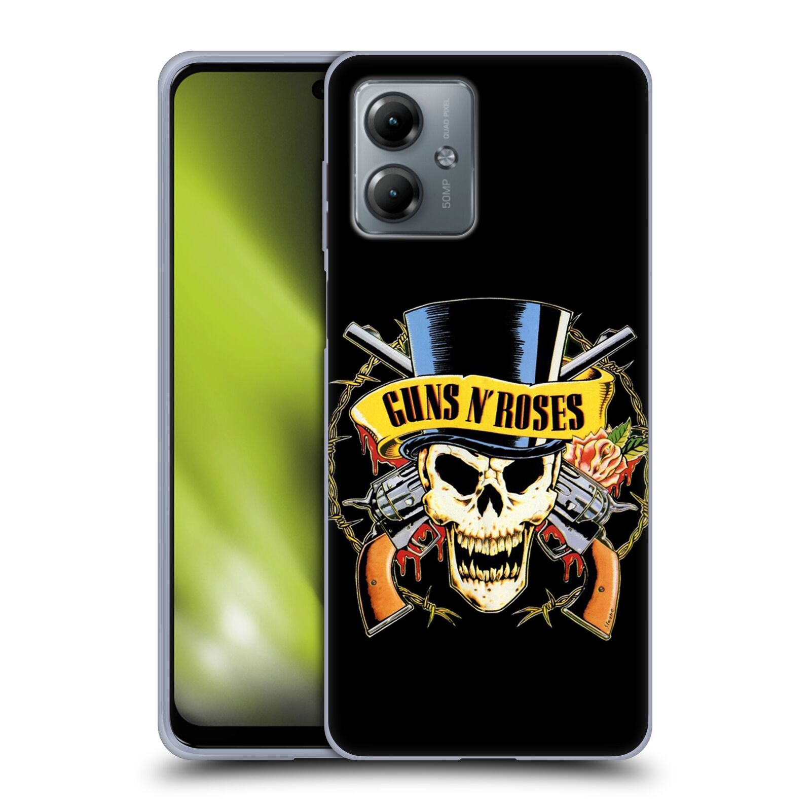 Silikonové pouzdro na mobil Motorola Moto G14 - Head Case - Guns N' Roses - Lebka (Silikonový kryt, obal, pouzdro na mobilní telefon Motorola Moto G14 s motivem Guns N' Roses - Lebka)
