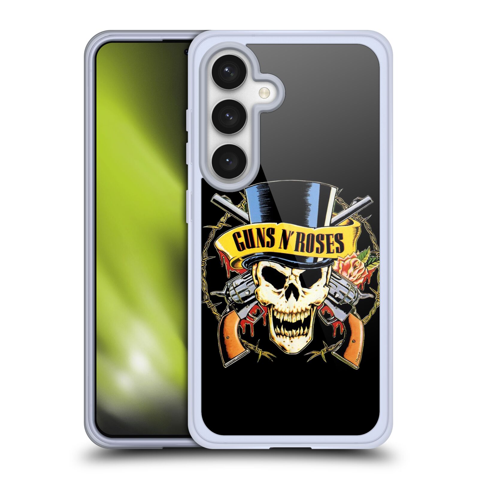 Silikonové lesklé pouzdro na mobil Samsung Galaxy S24 - Head Case - Guns N' Roses - Lebka (Silikonový kryt, obal, pouzdro na mobilní telefon Samsung Galaxy S24 s motivem Guns N' Roses - Lebka)
