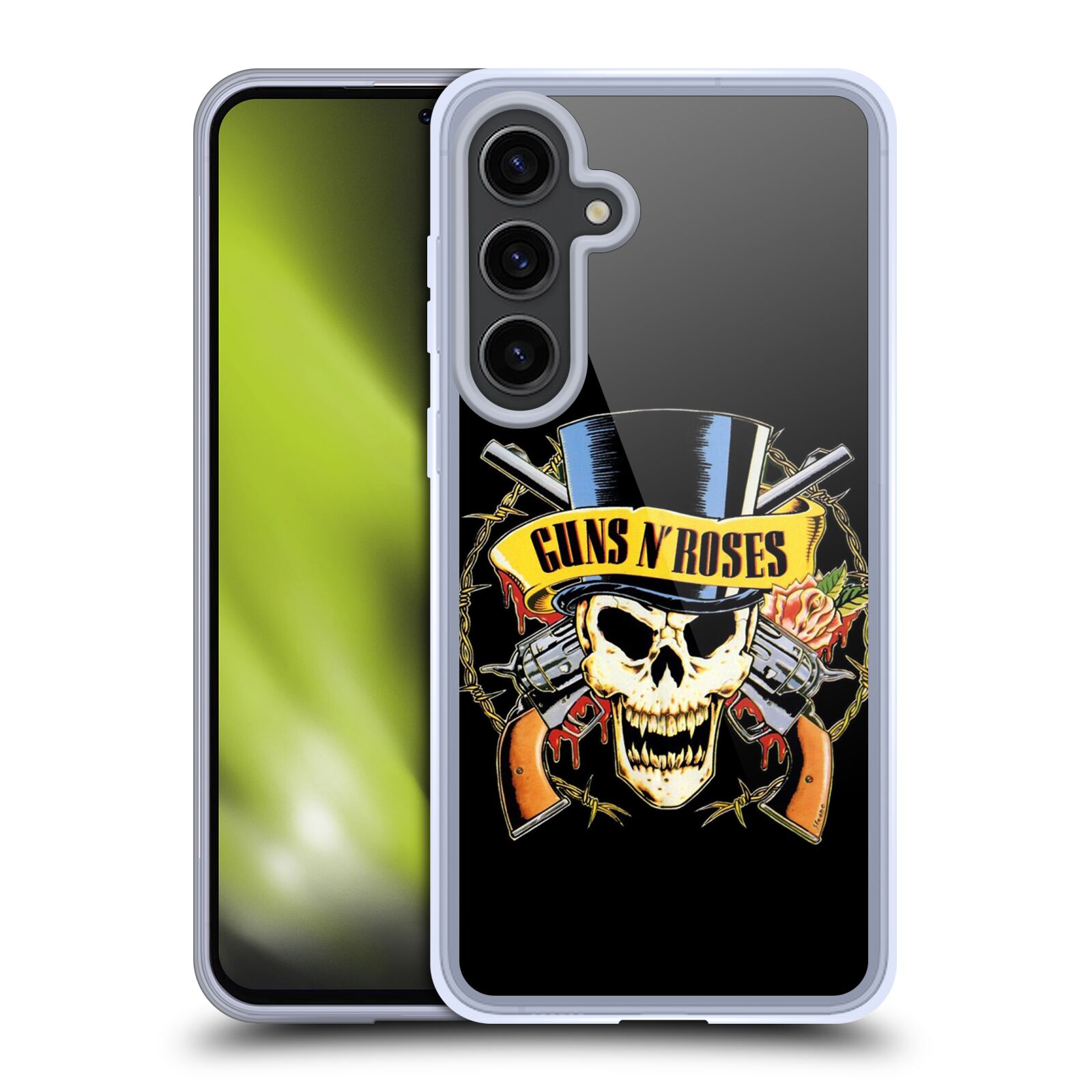 Silikonové lesklé pouzdro na mobil Samsung Galaxy S24 Plus - Head Case - Guns N' Roses - Lebka (Silikonový kryt, obal, pouzdro na mobilní telefon Samsung Galaxy S24 Plus s motivem Guns N' Roses - Lebka)