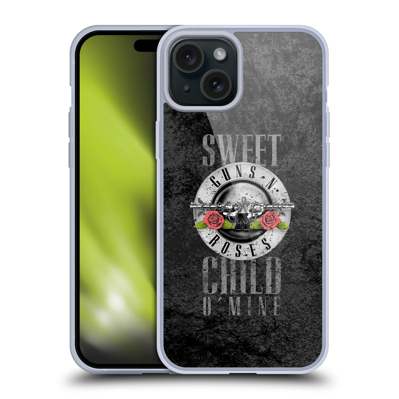 Silikonové lesklé pouzdro na mobil Apple iPhone 15 Plus - Head Case - Guns N' Roses - Sweet Child (Silikonový lesklý kryt, obal, pouzdro na mobilní telefon Apple iPhone 15 Plus s motivem Guns N' Roses - Sweet Child)
