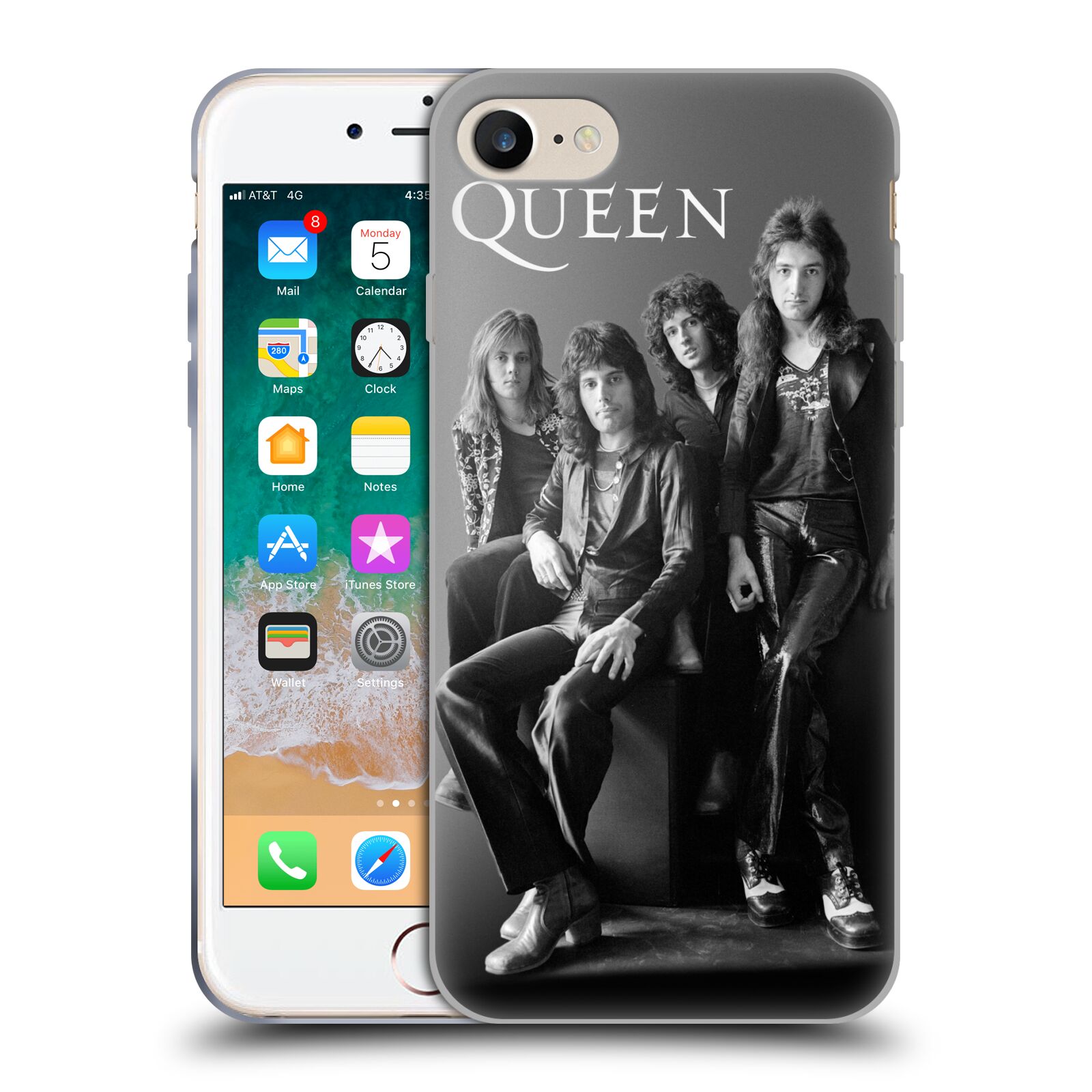 Silikonové pouzdro na mobil Apple iPhone 7 HEAD CASE Queen - Skupina (Silikonový kryt či obal na mobilní telefon licencovaným motivem Queen pro Apple iPhone 7)