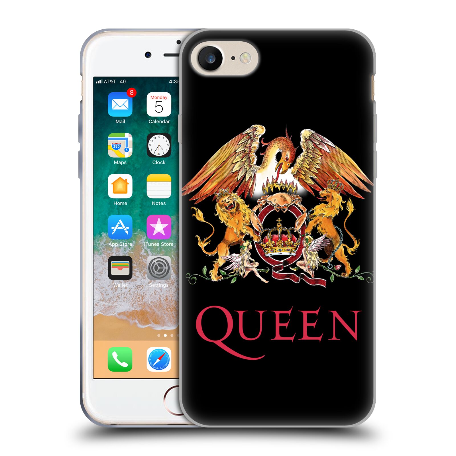 Silikonové pouzdro na mobil Apple iPhone 7 HEAD CASE Queen - Logo (Silikonový kryt či obal na mobilní telefon licencovaným motivem Queen pro Apple iPhone 7)
