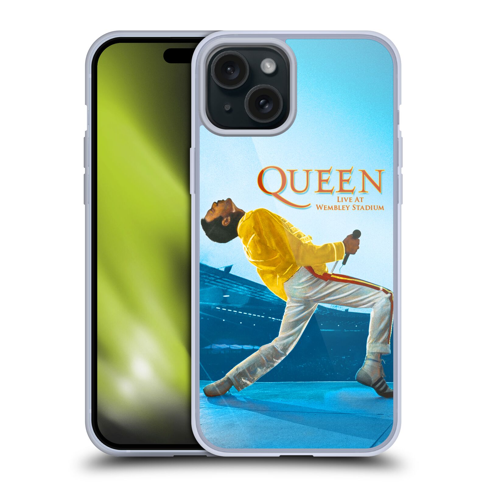 Silikonové lesklé pouzdro na mobil Apple iPhone 15 Plus - Head Case - Queen - Freddie Mercury (Silikonový lesklý kryt, obal, pouzdro na mobilní telefon Apple iPhone 15 Plus s motivem Queen - Freddie Mercury)