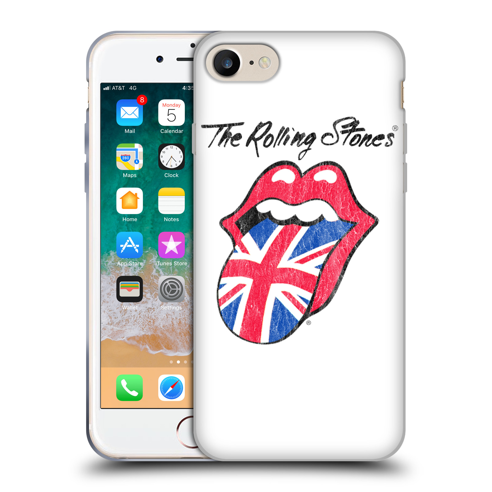 Silikonové pouzdro na mobil Apple iPhone 8 - Head Case - The Rolling Stones - Britský Vintage Jazýček (Silikonový kryt či obal na mobilní telefon Apple iPhone 8 s motivem The Rolling Stones - Britský Vintage Jazýček)