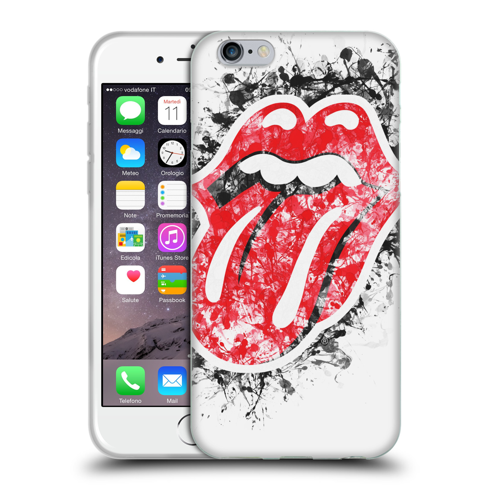 Silikonové pouzdro na mobil Apple iPhone 6 HEAD CASE The Rolling Stones - Inkoustový Jazýček (Silikonový kryt či obal The Rolling Stones Official na mobilní telefon Apple iPhone 6)