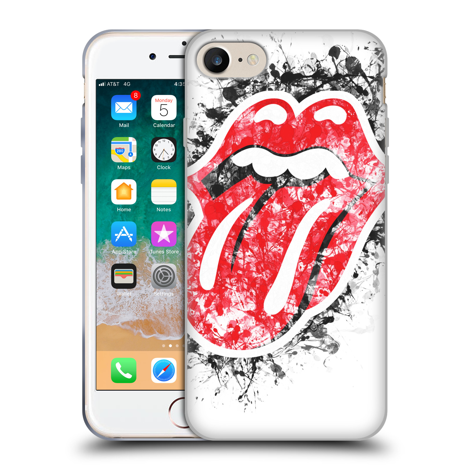 Silikonové pouzdro na mobil Apple iPhone 8 - Head Case - The Rolling Stones - Inkoustový Jazýček (Silikonový kryt či obal na mobilní telefon Apple iPhone 8 s motivem The Rolling Stones - Inkoustový Jazýček)