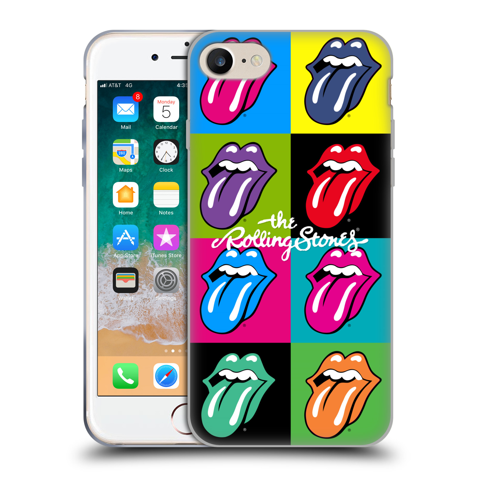 Silikonové pouzdro na mobil Apple iPhone 8 - Head Case - The Rolling Stones - Pop Art Vyplazené Jazyky (Silikonový kryt či obal na mobilní telefon Apple iPhone 8 s motivem The Rolling Stones - Pop Art Vyplazené Jazyky)