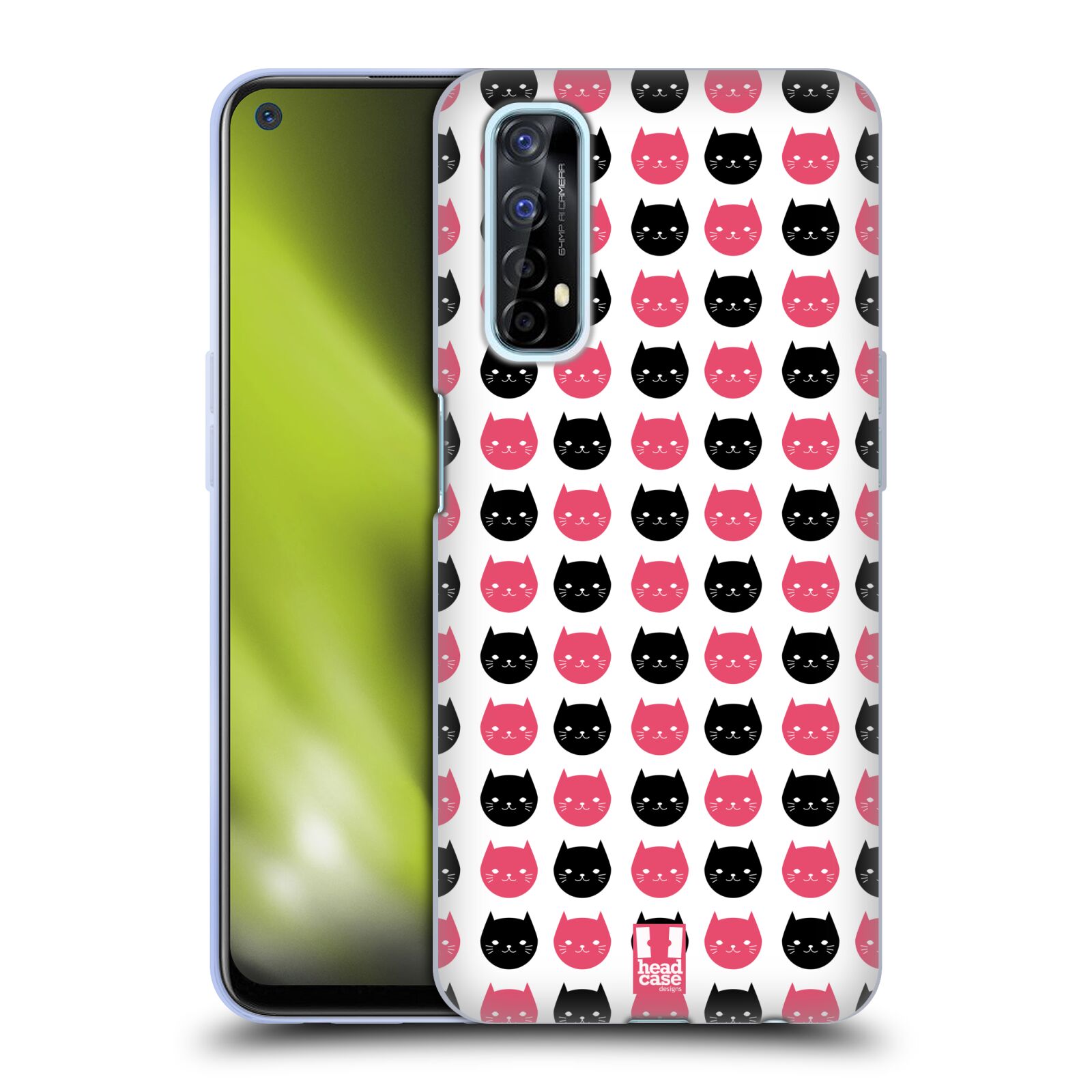 Silikonové pouzdro na mobil Realme 7 - Head Case - KOČKY Black and Pink