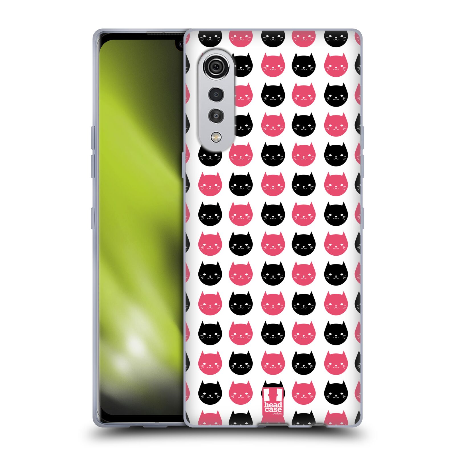Silikonové pouzdro na mobil LG Velvet - Head Case - KOČKY Black and Pink