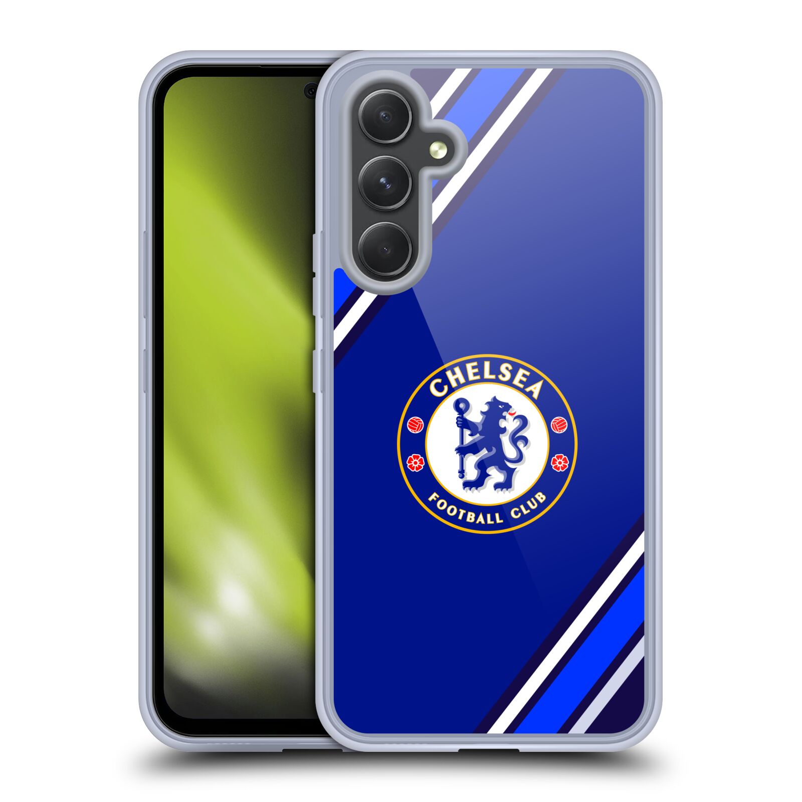 Silikonové pouzdro na mobil Samsung Galaxy A54 5G - Chelsea Football Club Crest Stripes (Silikonový kryt, obal, pouzdro na mobilní telefon Samsung Galaxy A54 5G s licencovaným motivem Chelsea Football Club Crest Stripes)