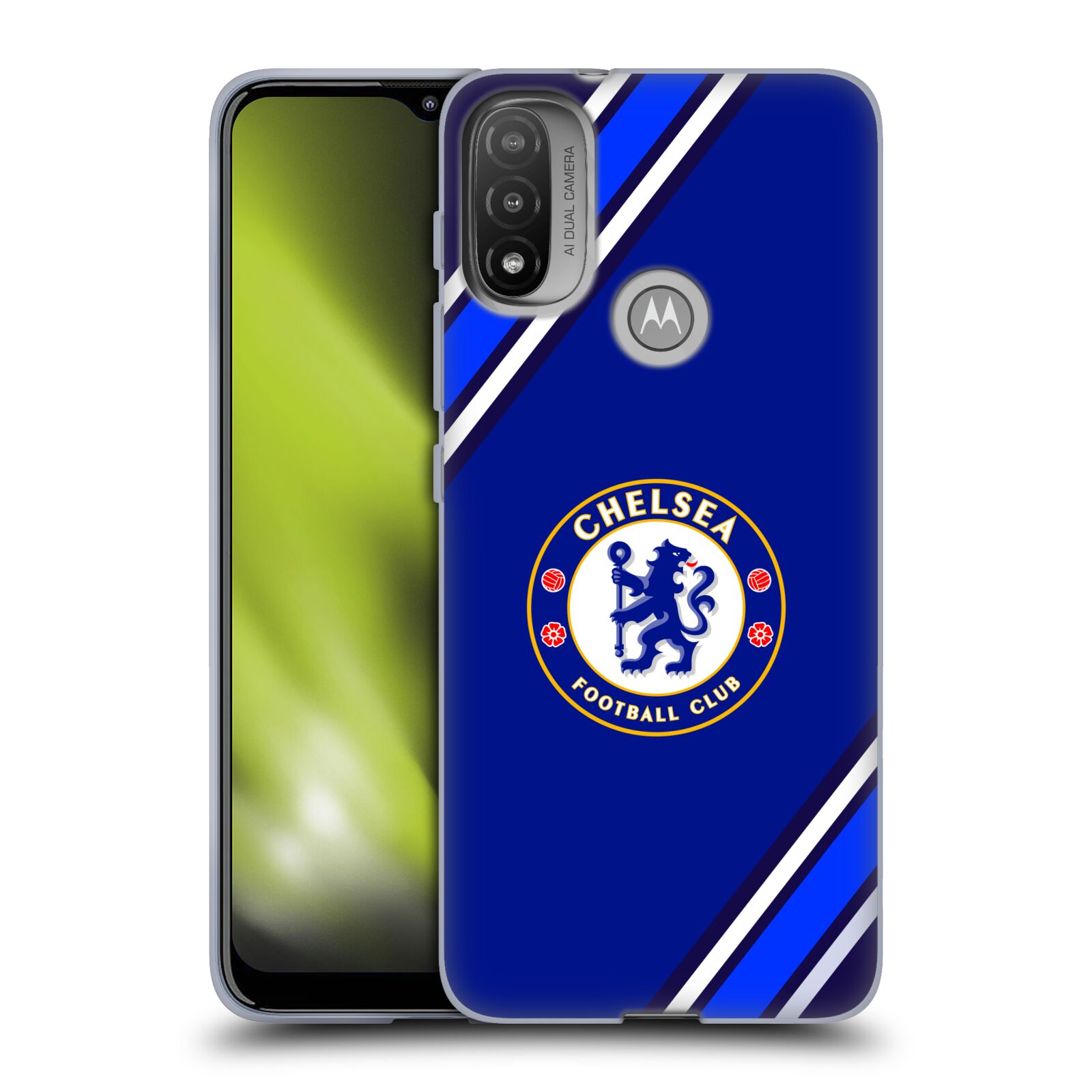 Silikonové pouzdro na mobil Motorola Moto E20 - Chelsea Football Club Crest Stripes