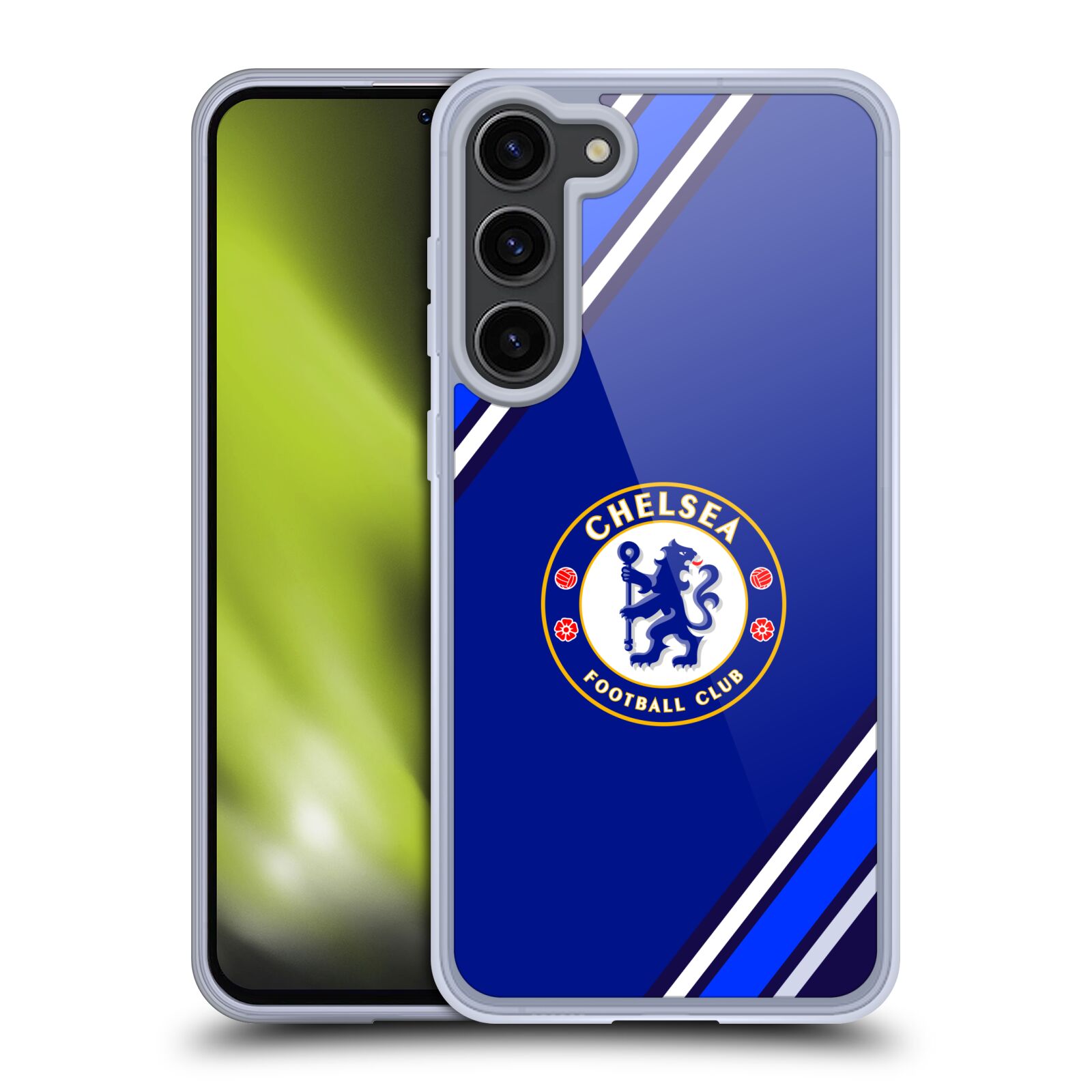 Silikonové pouzdro na mobil Samsung Galaxy S23 Plus - Chelsea Football Club Crest Stripes (Silikonový kryt, obal, pouzdro na mobilní telefon Samsung Galaxy S23 Plus s licencovaným motivem Chelsea Football Club Crest Stripes)