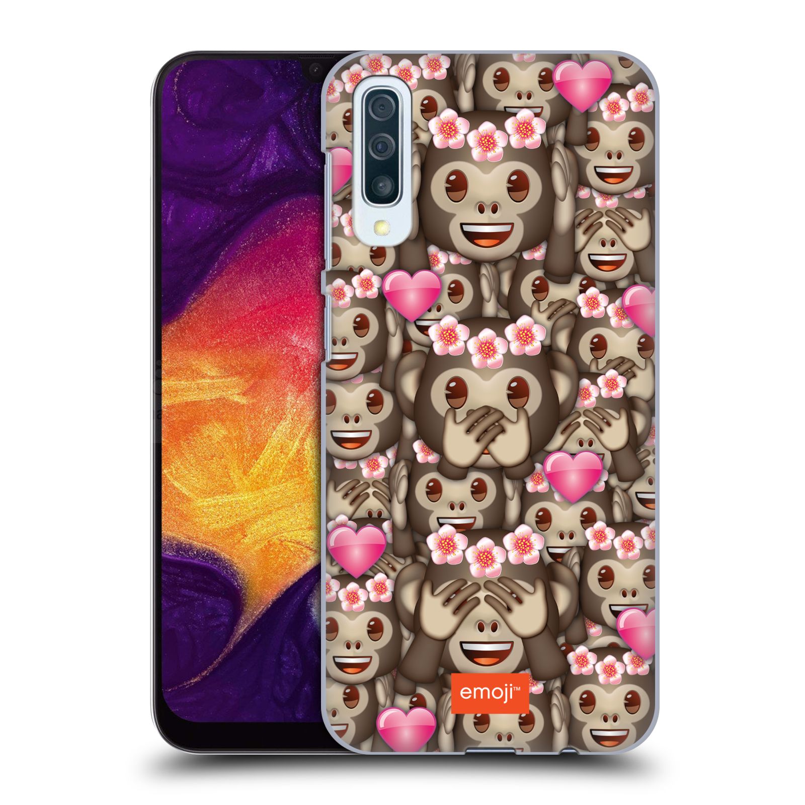 Plastové pouzdro na mobil Samsung Galaxy A50 / A30s - Head Case - EMOJI - Opičky, srdíčka a kytičky