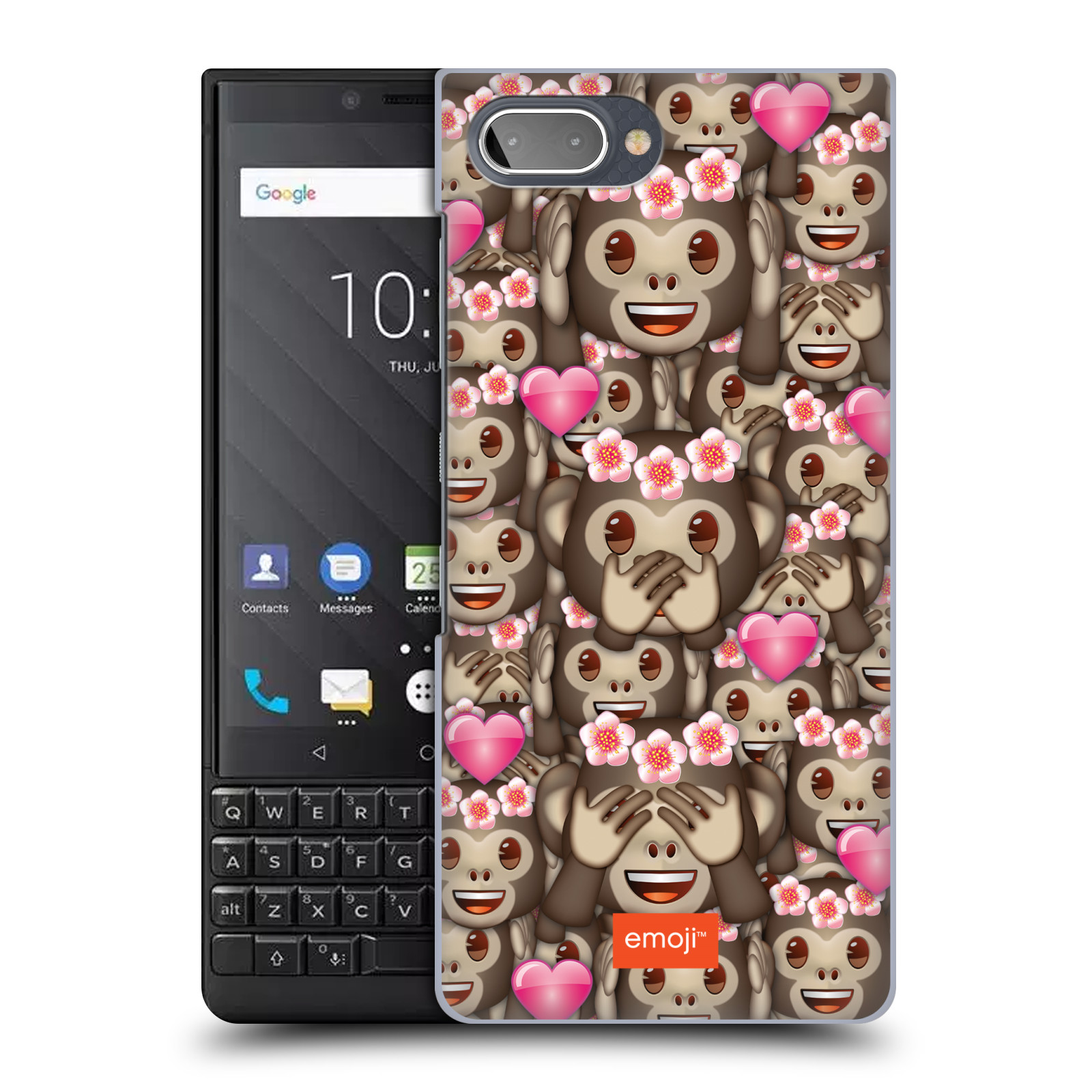 Plastové pouzdro na mobil Blackberry Key 2 - Head Case - EMOJI - Opičky, srdíčka a kytičky