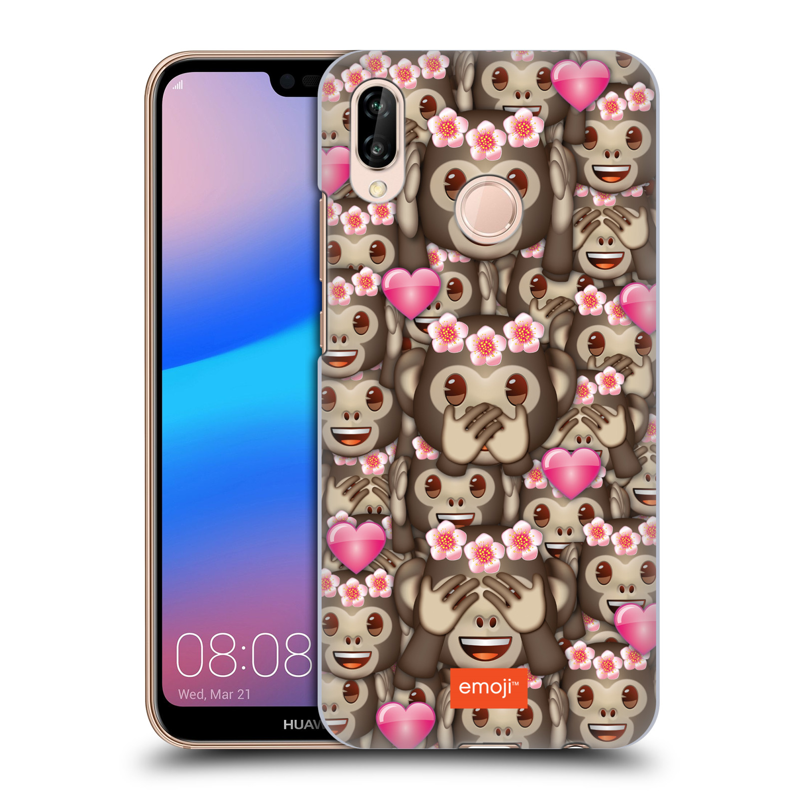 Plastové pouzdro na mobil Huawei P20 Lite - Head Case - EMOJI - Opičky, srdíčka a kytičky