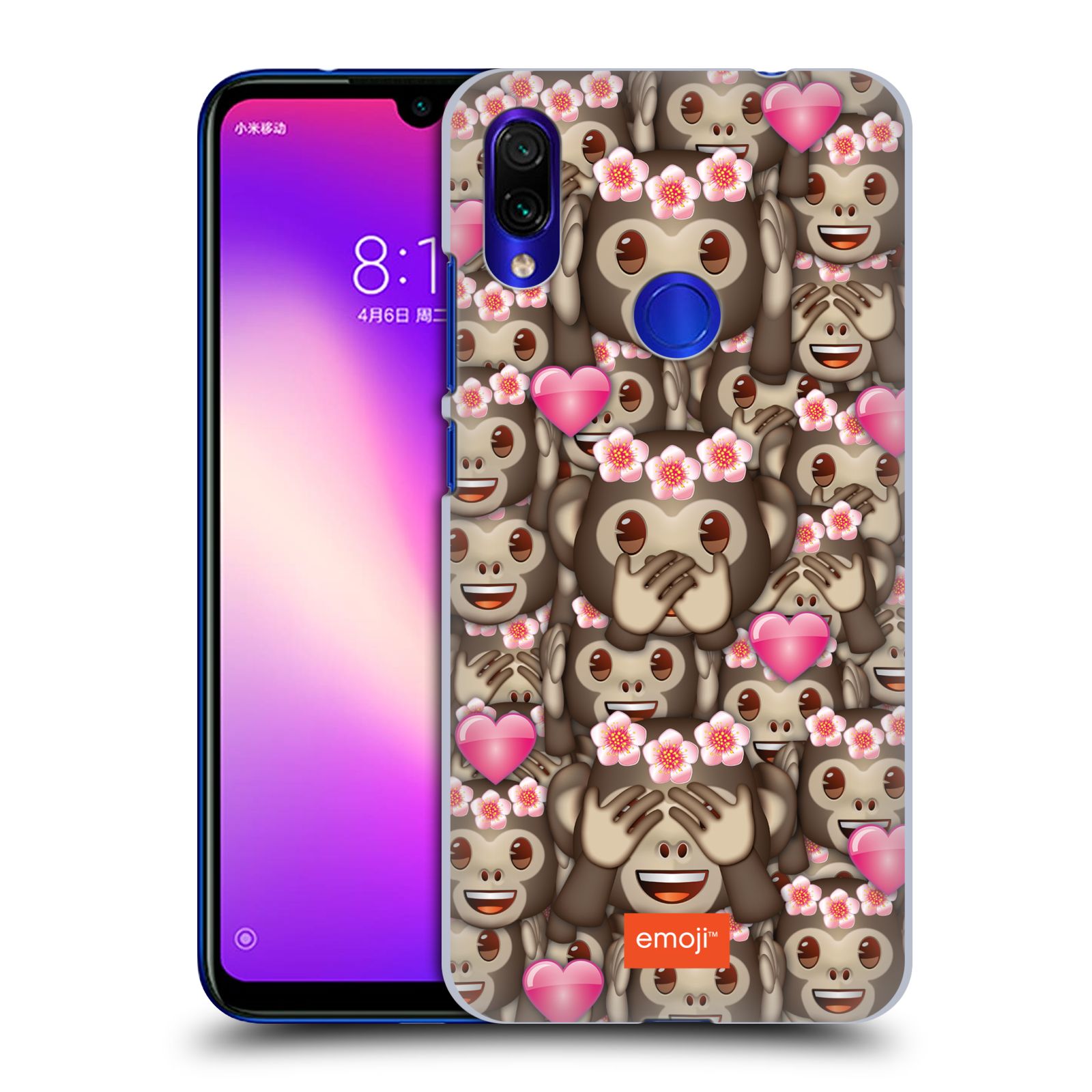 Plastové pouzdro na mobil Xiaomi Redmi Note 7 - Head Case - EMOJI - Opičky, srdíčka a kytičky