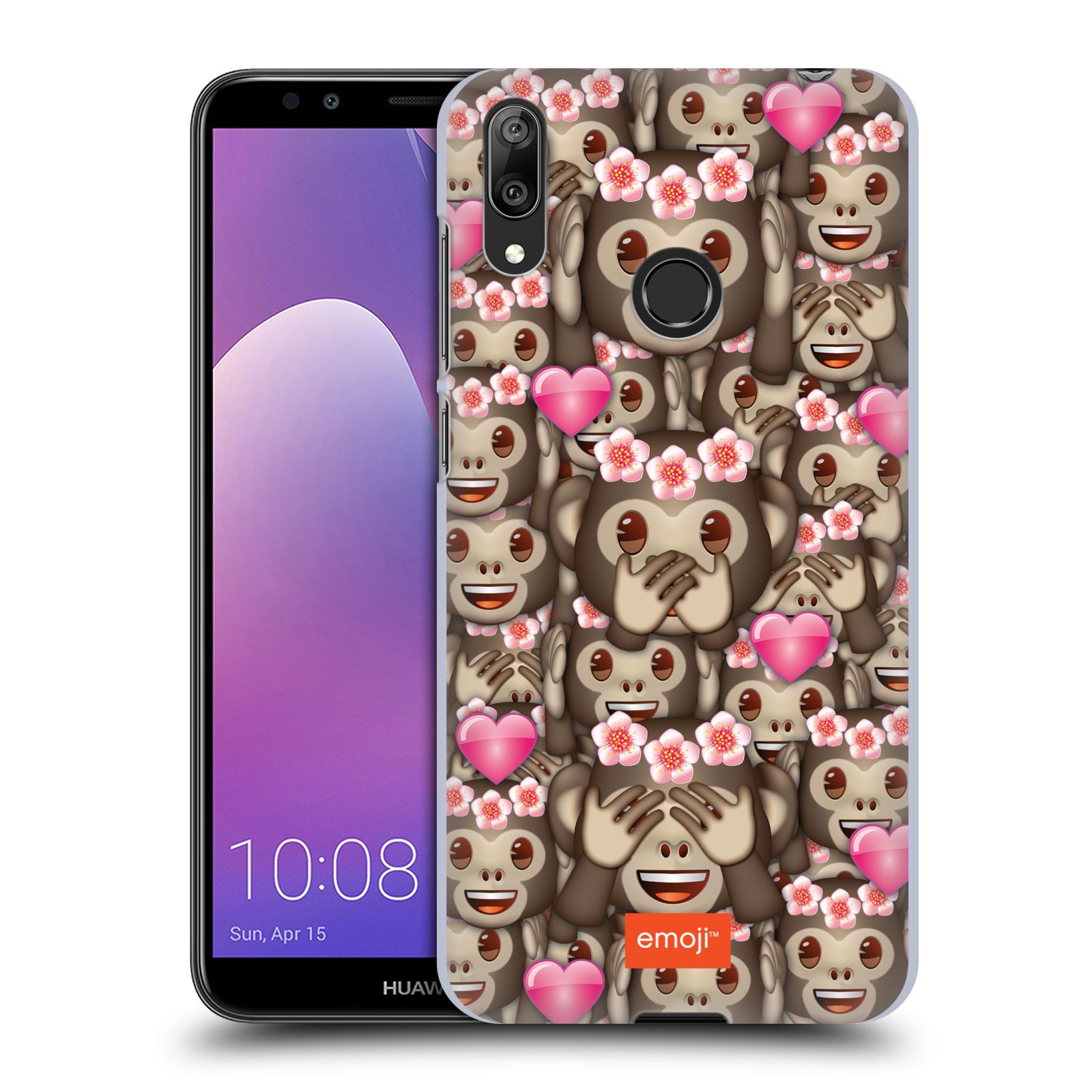 Plastové pouzdro na mobil Huawei Y7 (2019) - Head Case - EMOJI - Opičky, srdíčka a kytičky