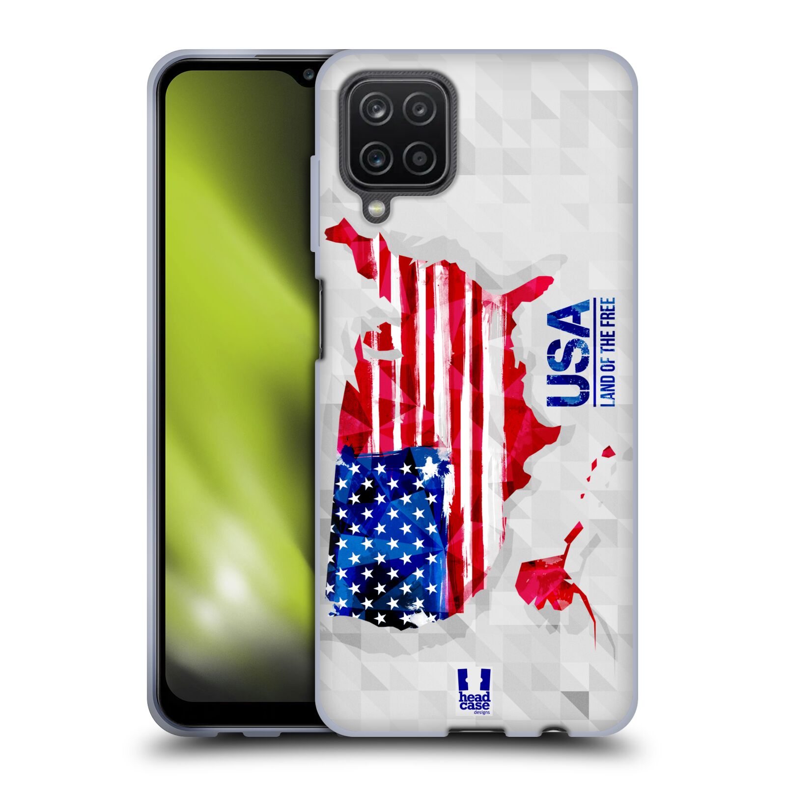 Silikonové pouzdro na mobil Samsung Galaxy A12 - Head Case - GEOMAPA USA (Silikonový kryt, obal, pouzdro na mobilní telefon Samsung Galaxy A12 s motivem GEOMAPA USA)