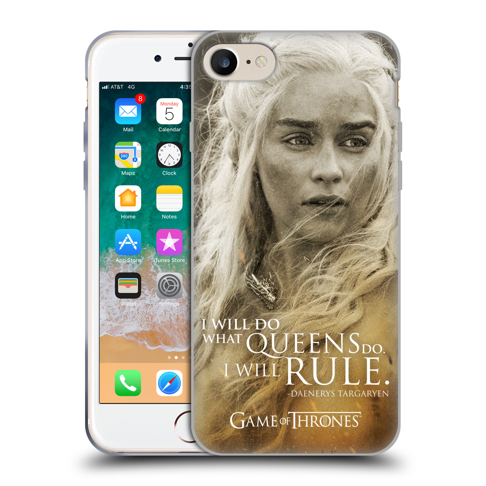 Silikonové pouzdro na mobil Apple iPhone 7 HEAD CASE Hra o trůny - Daenerys Targaryen (Silikonový kryt či obal na mobilní telefon s licencovaným motivem Hra o trůny - Game Of Thrones pro Apple iPhone 7)