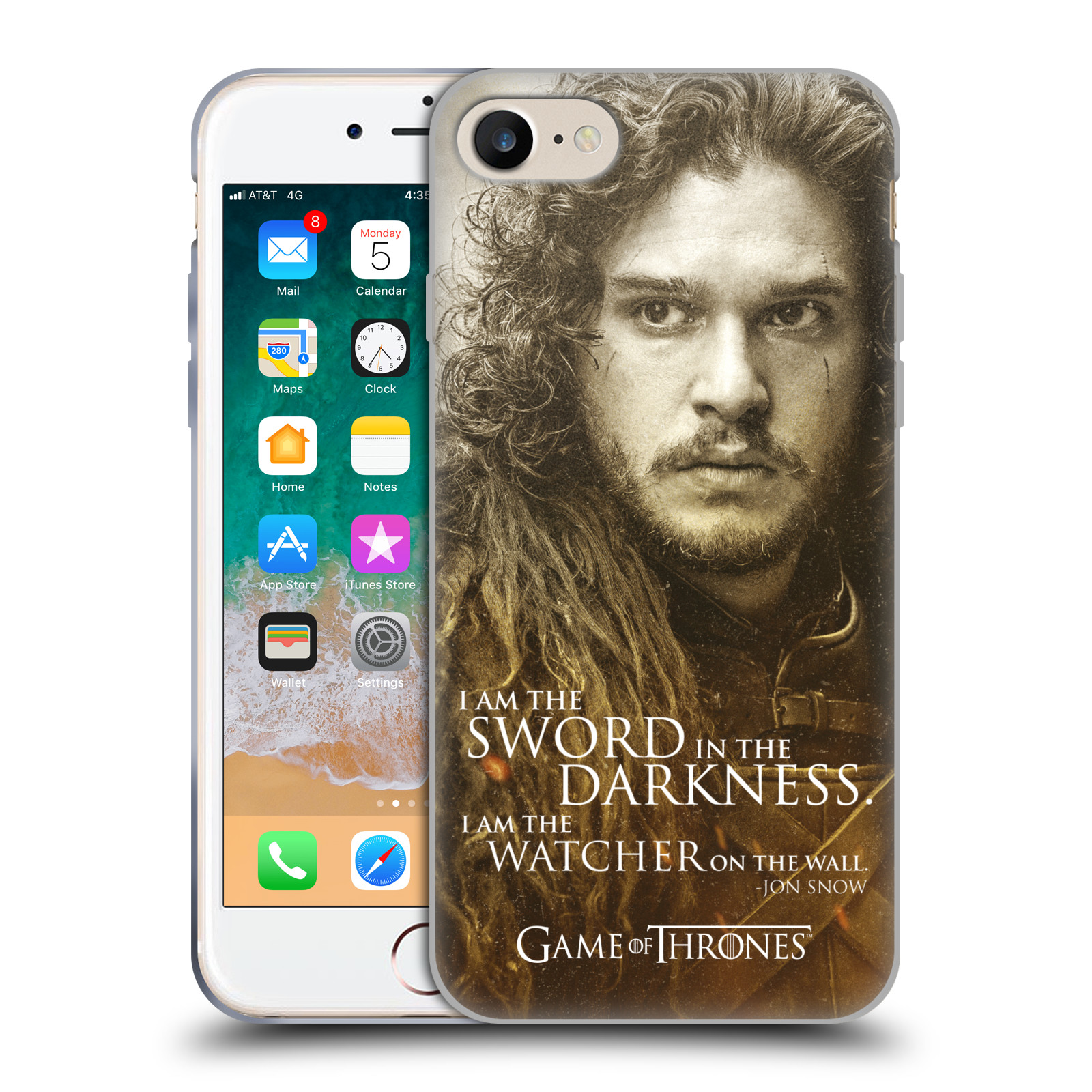 Silikonové pouzdro na mobil Apple iPhone 8 - Head Case - Hra o trůny - Jon Snow (Silikonový kryt či obal na mobilní telefon Apple iPhone 8 s motivem Hra o trůny - Jon Snow)