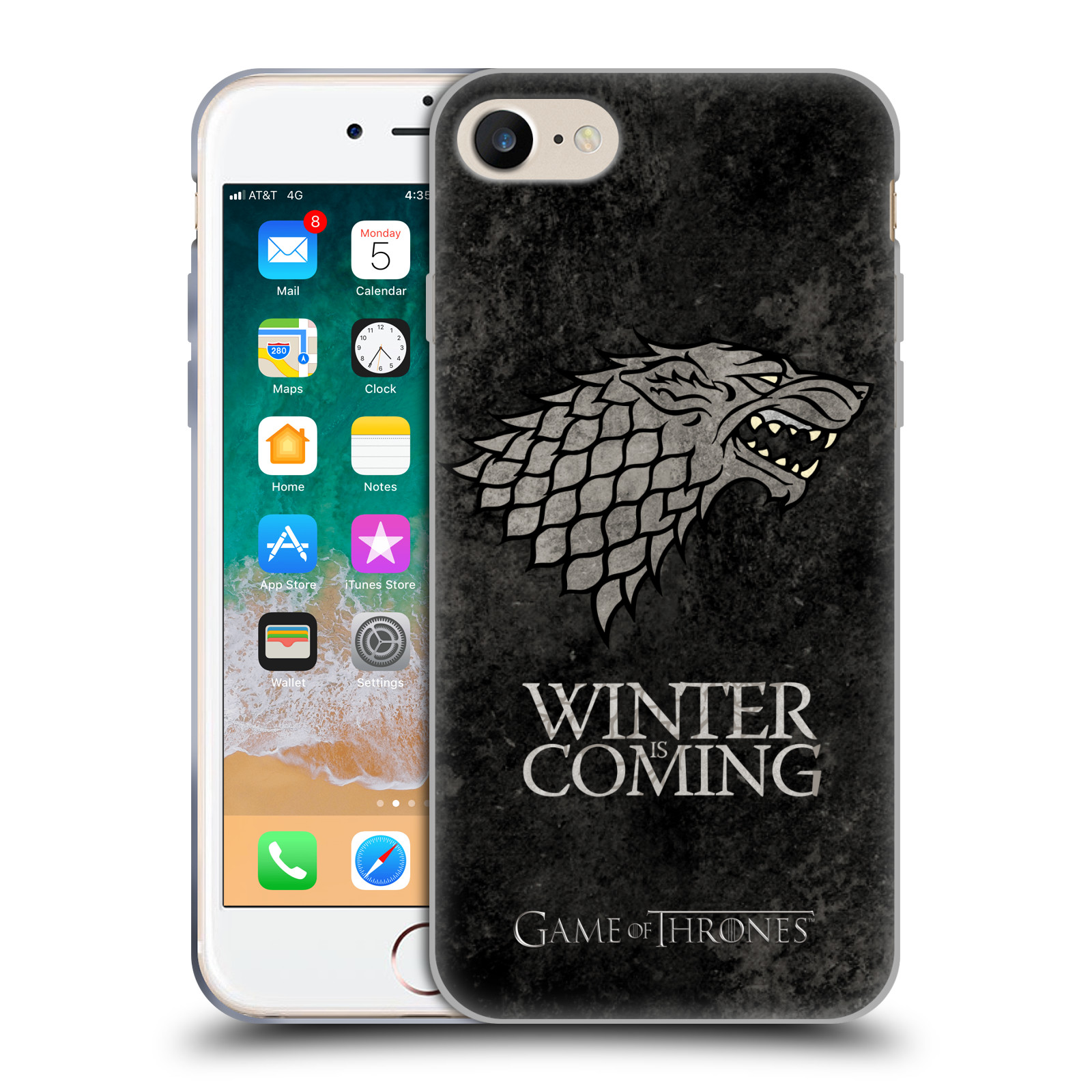 Silikonové pouzdro na mobil Apple iPhone 7 HEAD CASE Hra o trůny - Stark - Winter is coming (Silikonový kryt či obal na mobilní telefon s licencovaným motivem Hra o trůny / Game Of Thrones pro Apple iPhone 7)