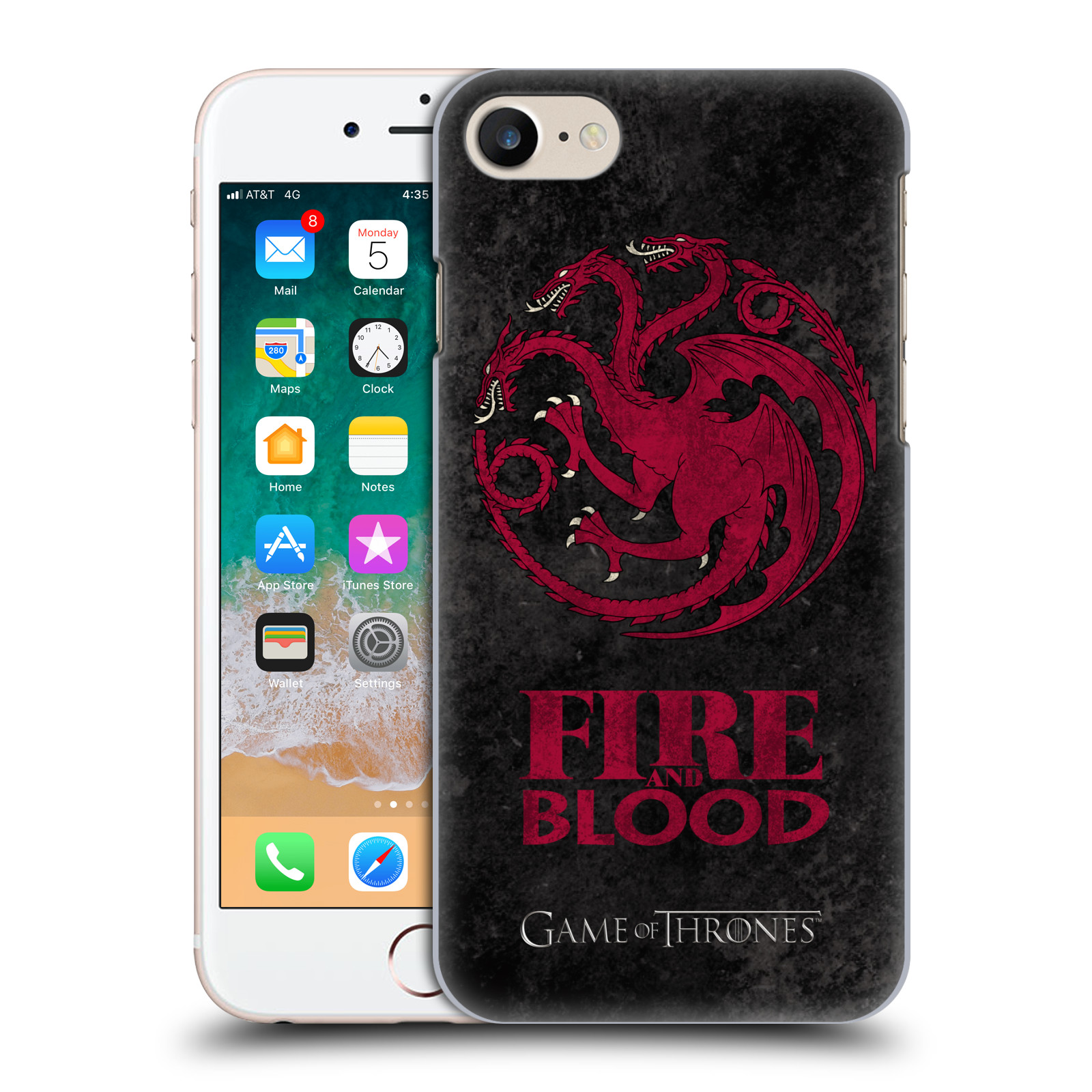 Plastové pouzdro na mobil Apple iPhone 7 HEAD CASE Hra o trůny - Sigils Targaryen - Fire and Blood (Plastový kryt či obal na mobilní telefon s licencovaným motivem Hra o trůny - Game Of Thrones pro Apple iPhone 7)